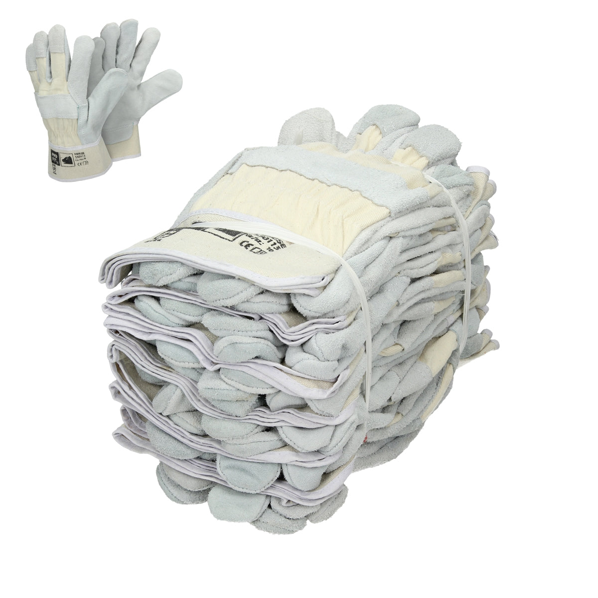 Stacked work gloves in gray and white color.
