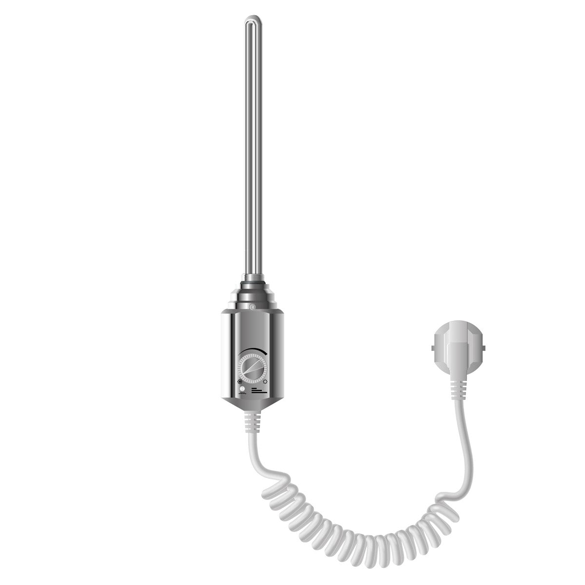 Kromatusta kotelosta ja spiraalimaisesta johdosta koostuva lämmityselementti.
