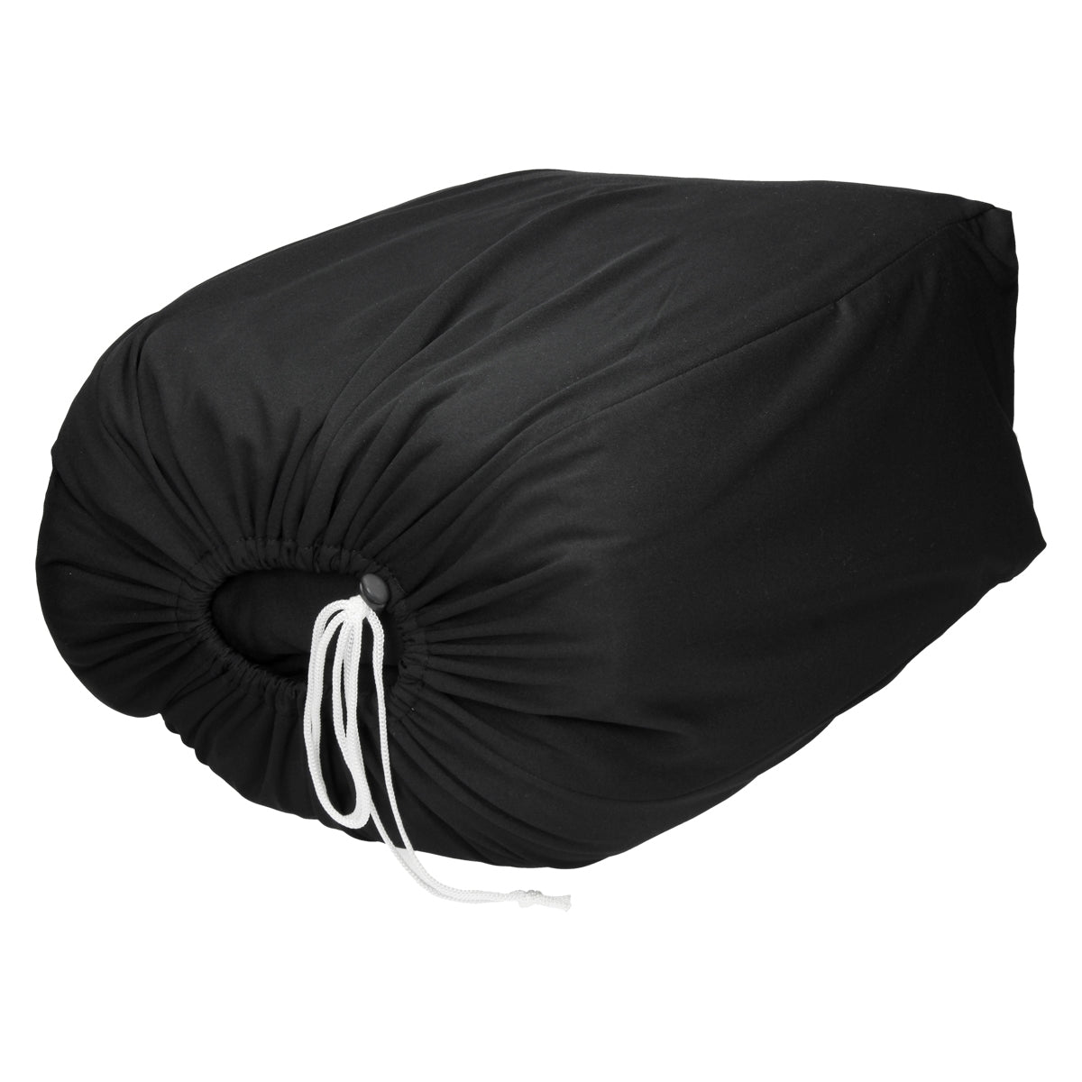 Black, crumpled cover with drawstring.