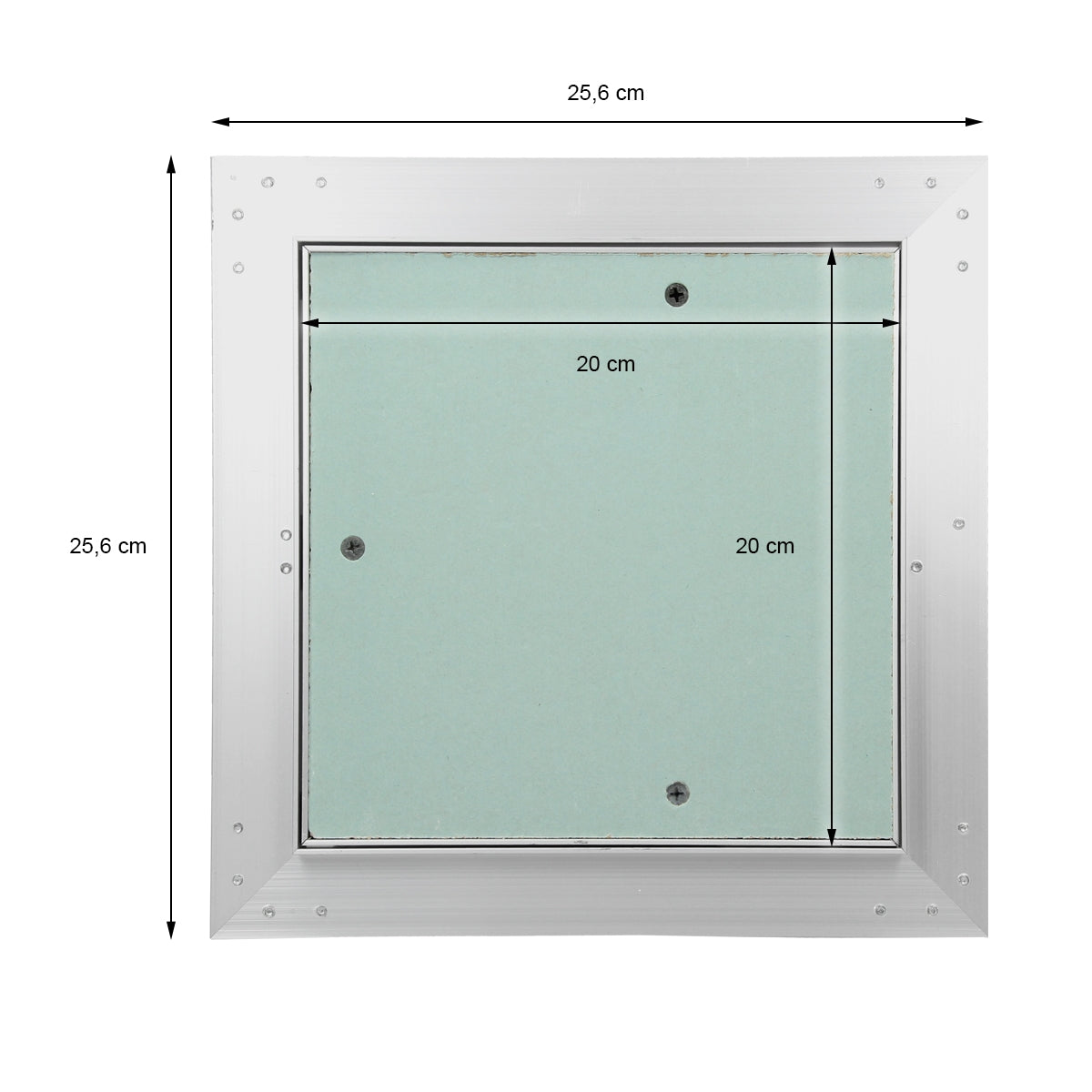 A square frame with dimensions and a green area in the center.