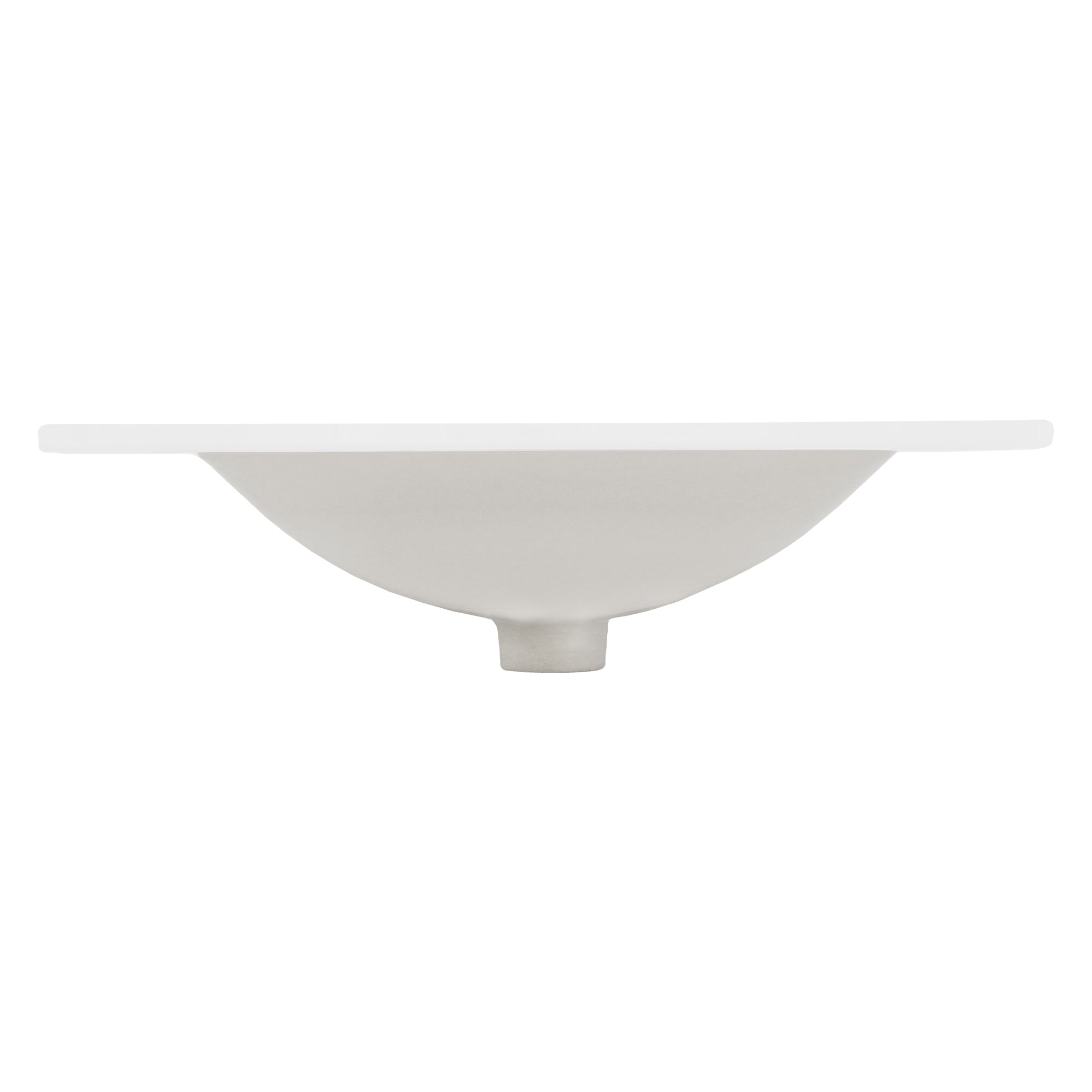 Side view of a white sink with drain.
