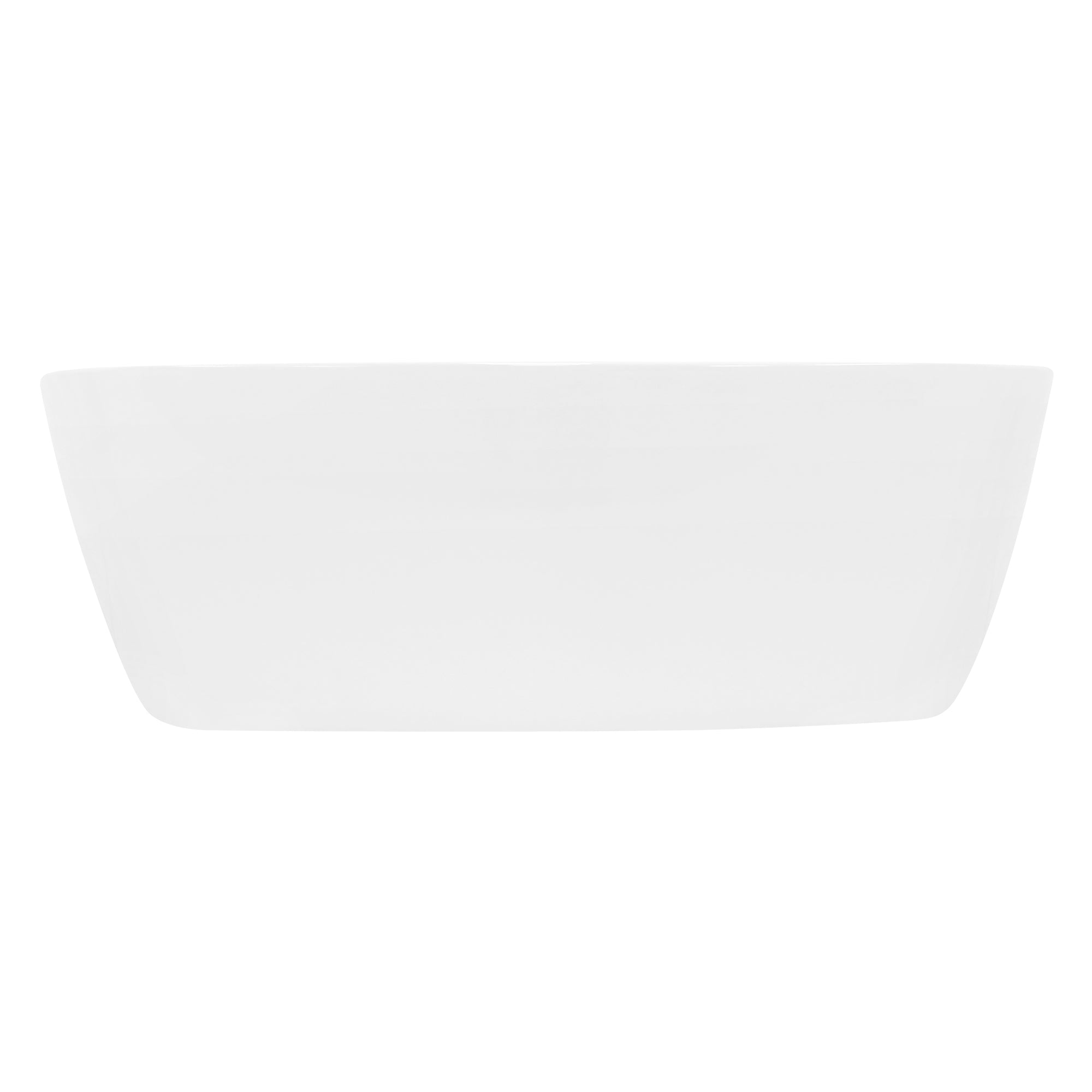Witte, ovale wastafel op een houten plank.