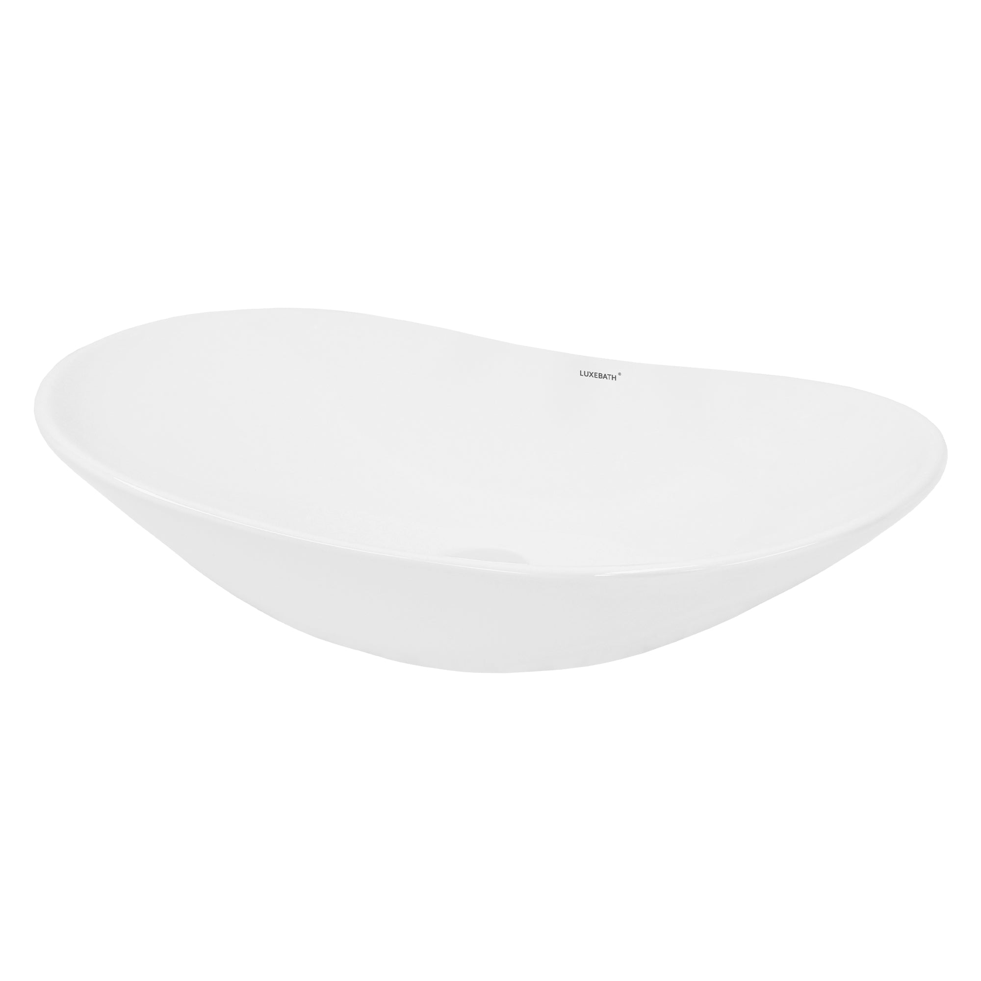 Lavabo blanc en forme de bol avec une forme organique.
