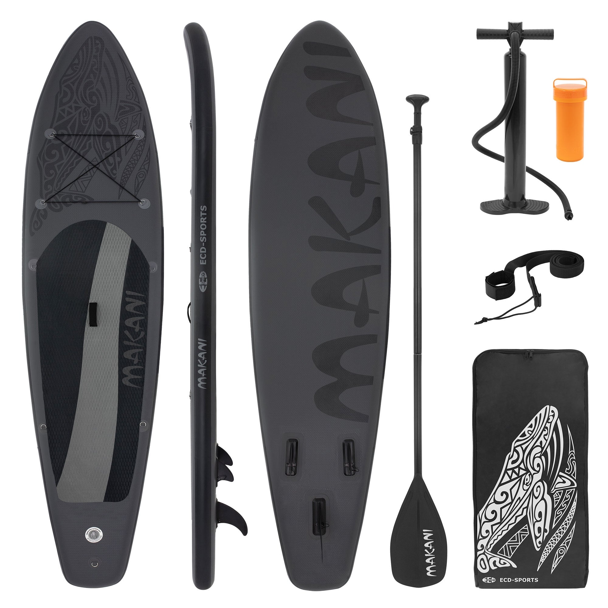 Paddle Board s příslušenstvím, pumpou a taškou na přenášení.