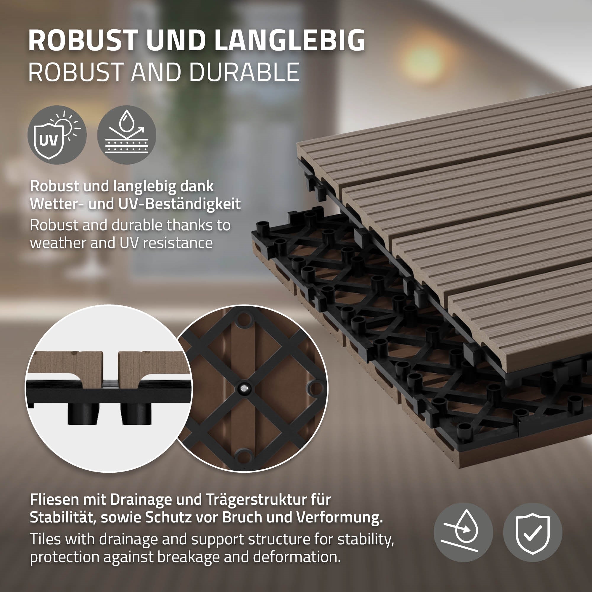 Grafik über die Robustheit und Langlebigkeit von Fliesen.
