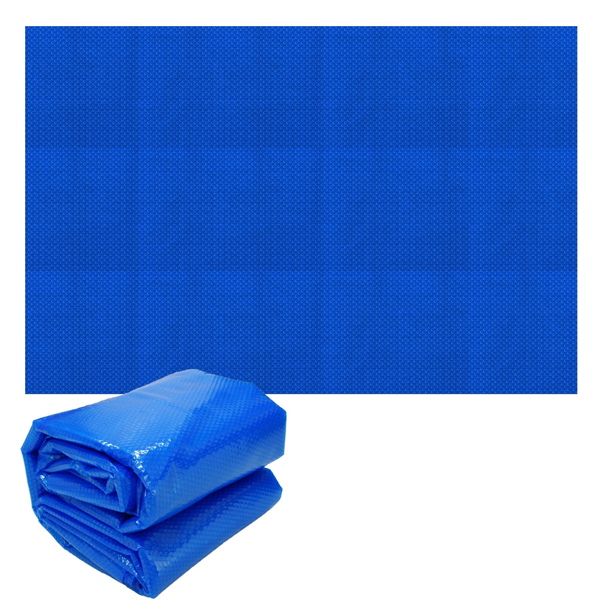 Blue folded material on a light blue background.