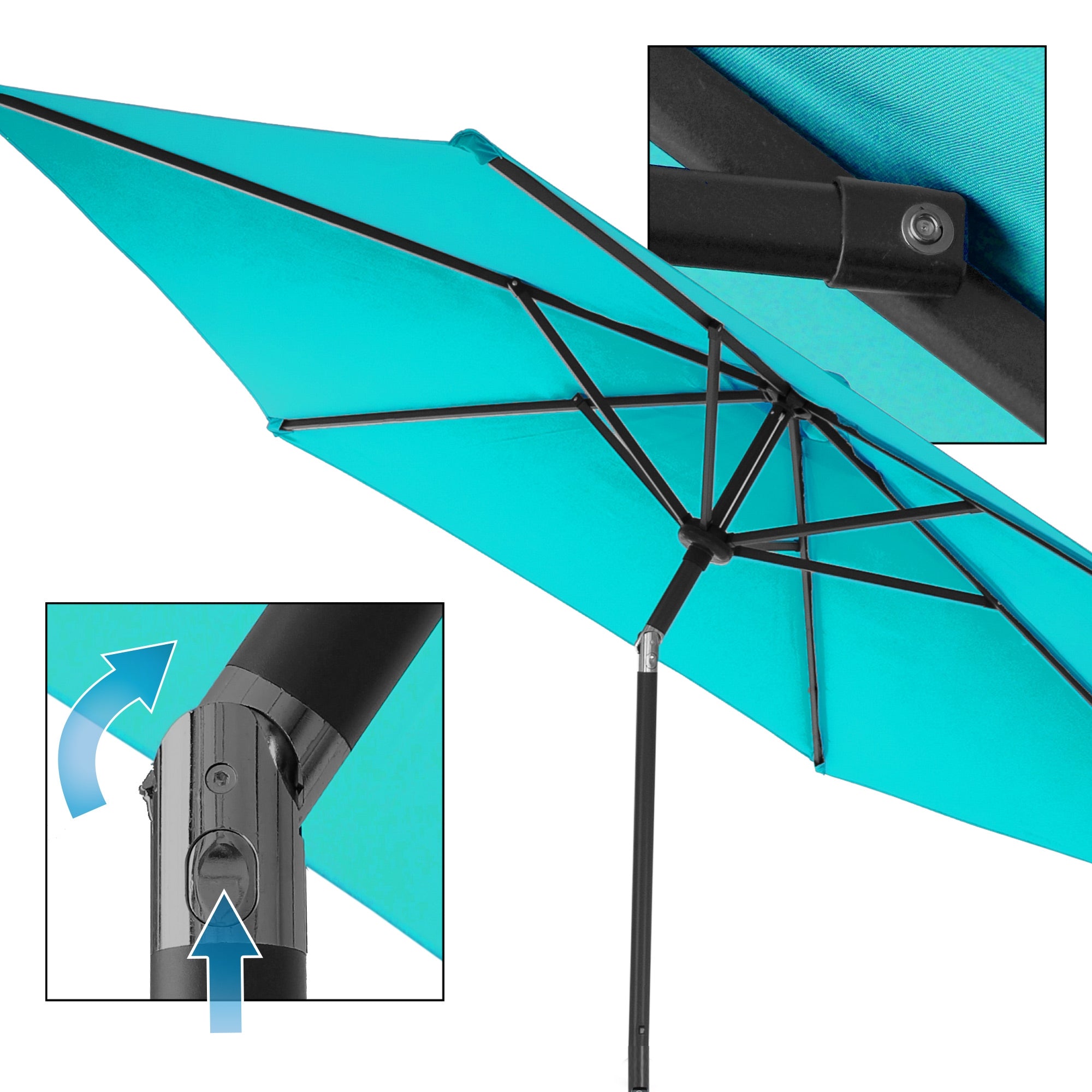 Detailed view of the parasol mechanism with a joint.