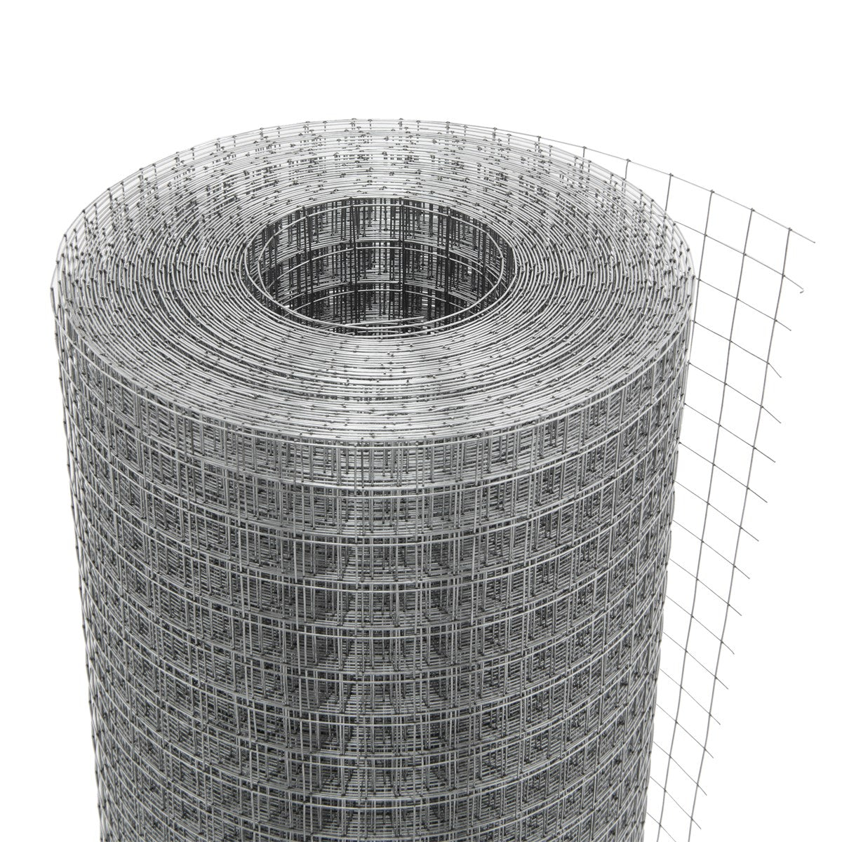 Rollen aus Drahtgeflecht, aufgerollt mit sichtbarem Gitter.