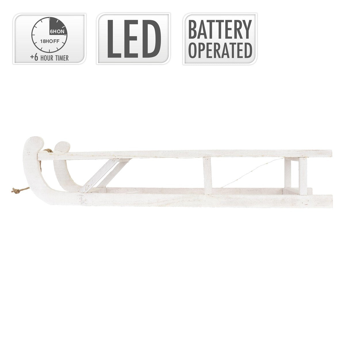 White sled with LED lighting and battery power.