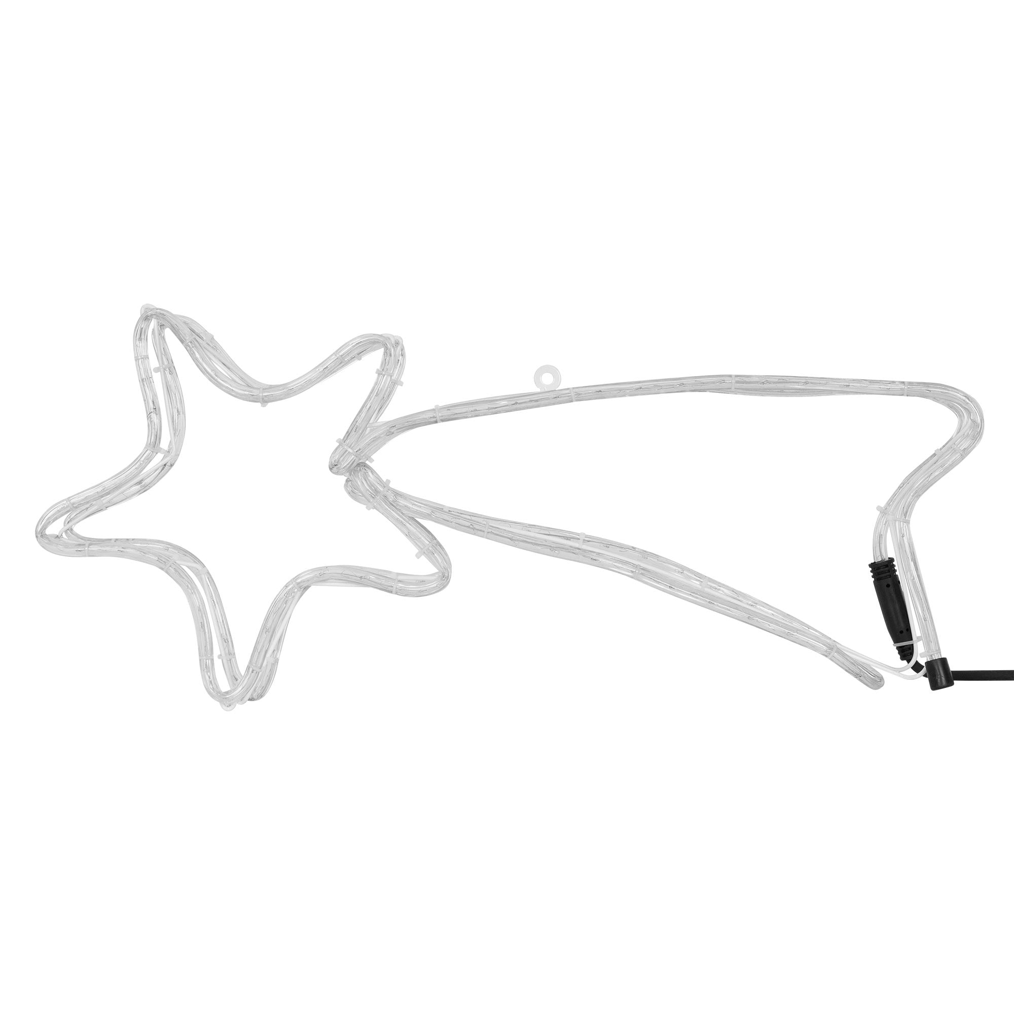 Ein leuchtender Stern aus transparentem Material, der als Dekoration dient.