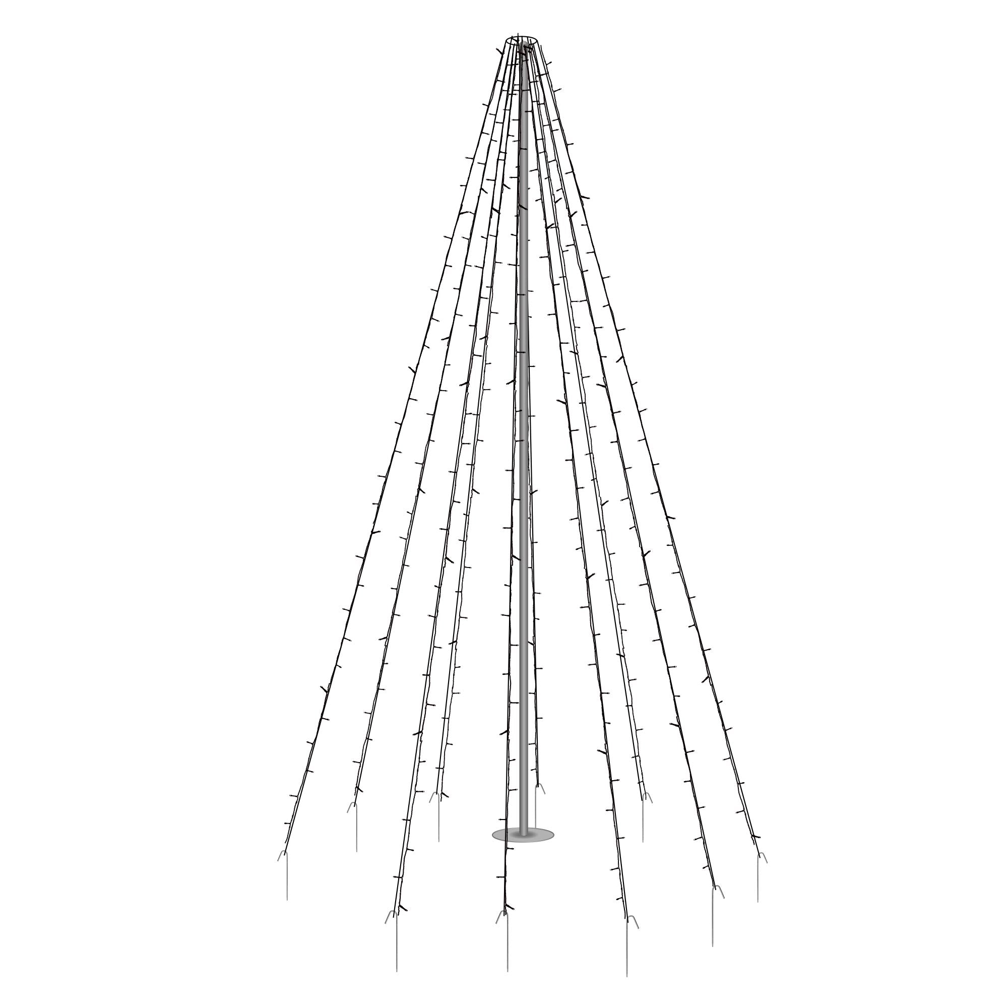 Ein Weihnachtsbaum aus Lichtern mit mehreren leuchtenden Ästen.