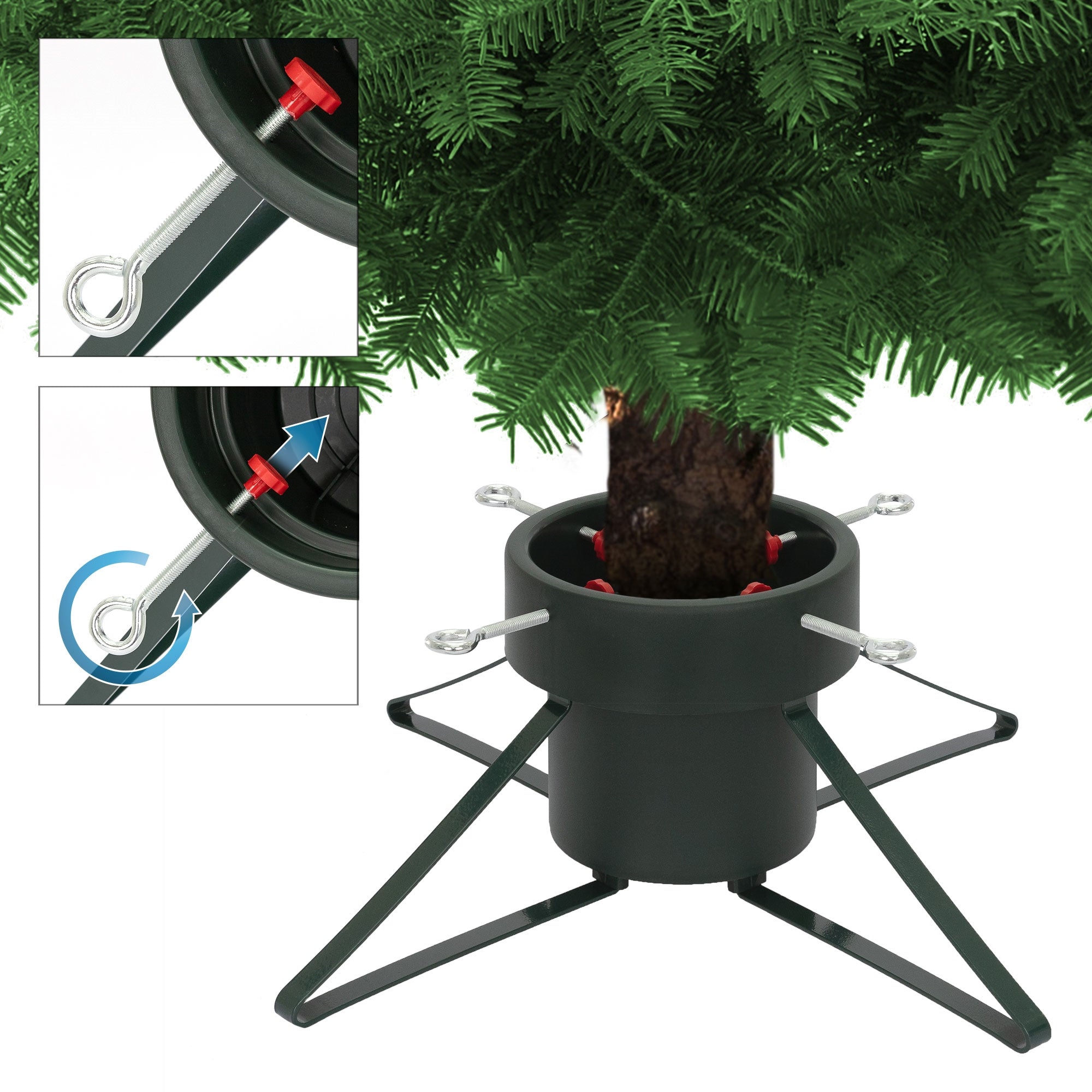 Baumständer für Weihnachtsbaum mit Halterungen und einem zentralen Loch.