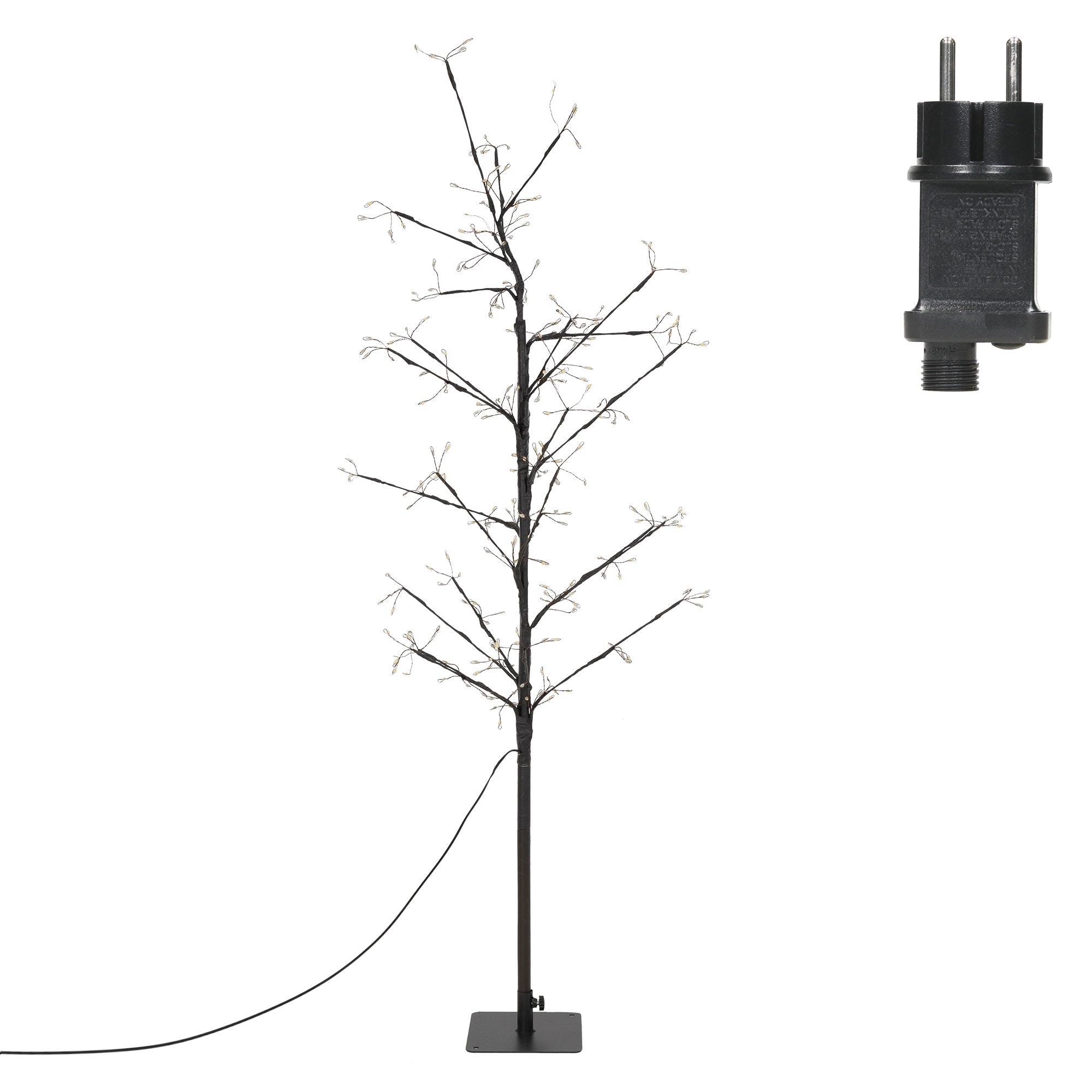 Lichterbaum mit Stecker, auf einem grauen Untergrund.
