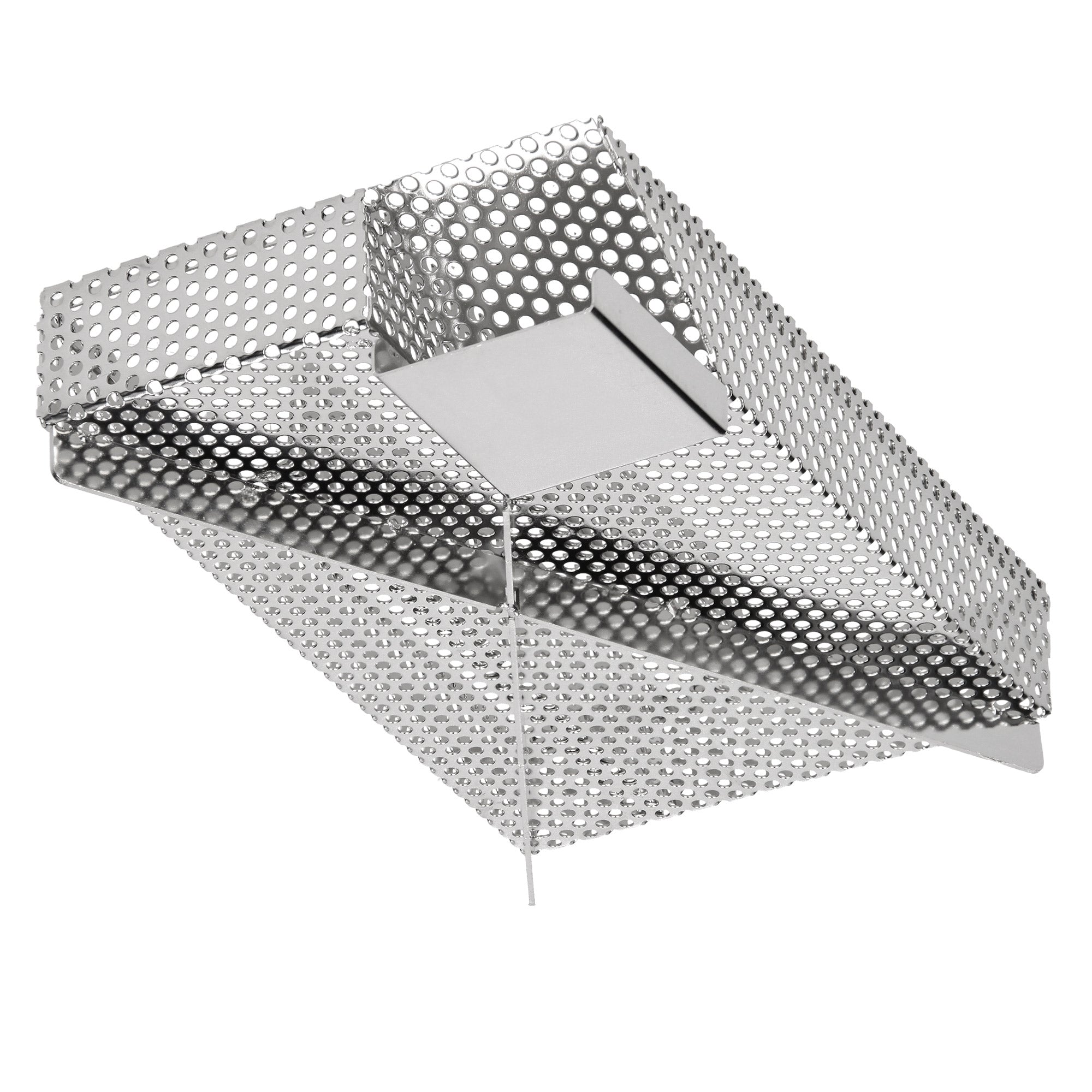 Metallgitter mit Löchern, in einer schrägen Position.
