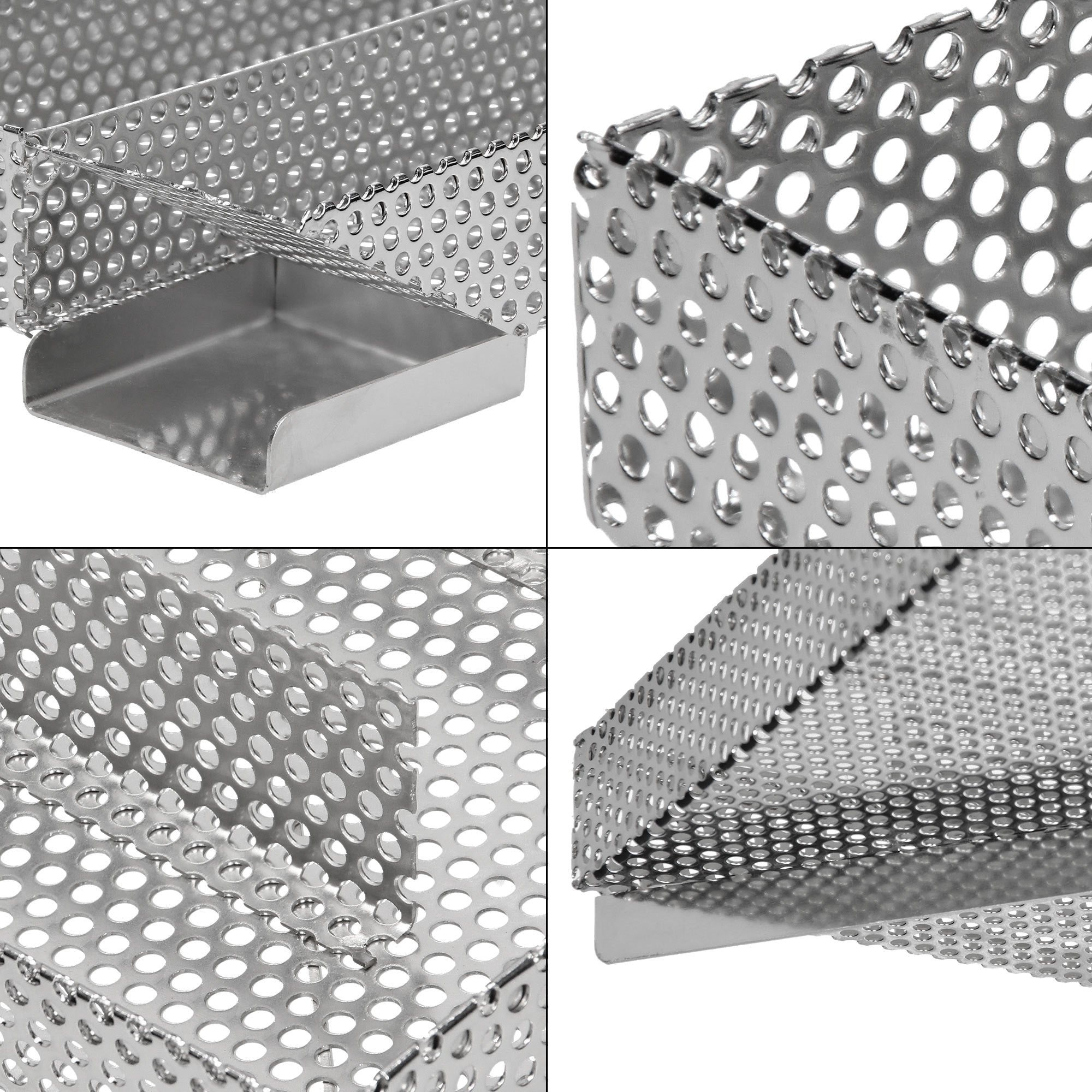 Metallgestell mit Löchern in verschiedenen Formen.