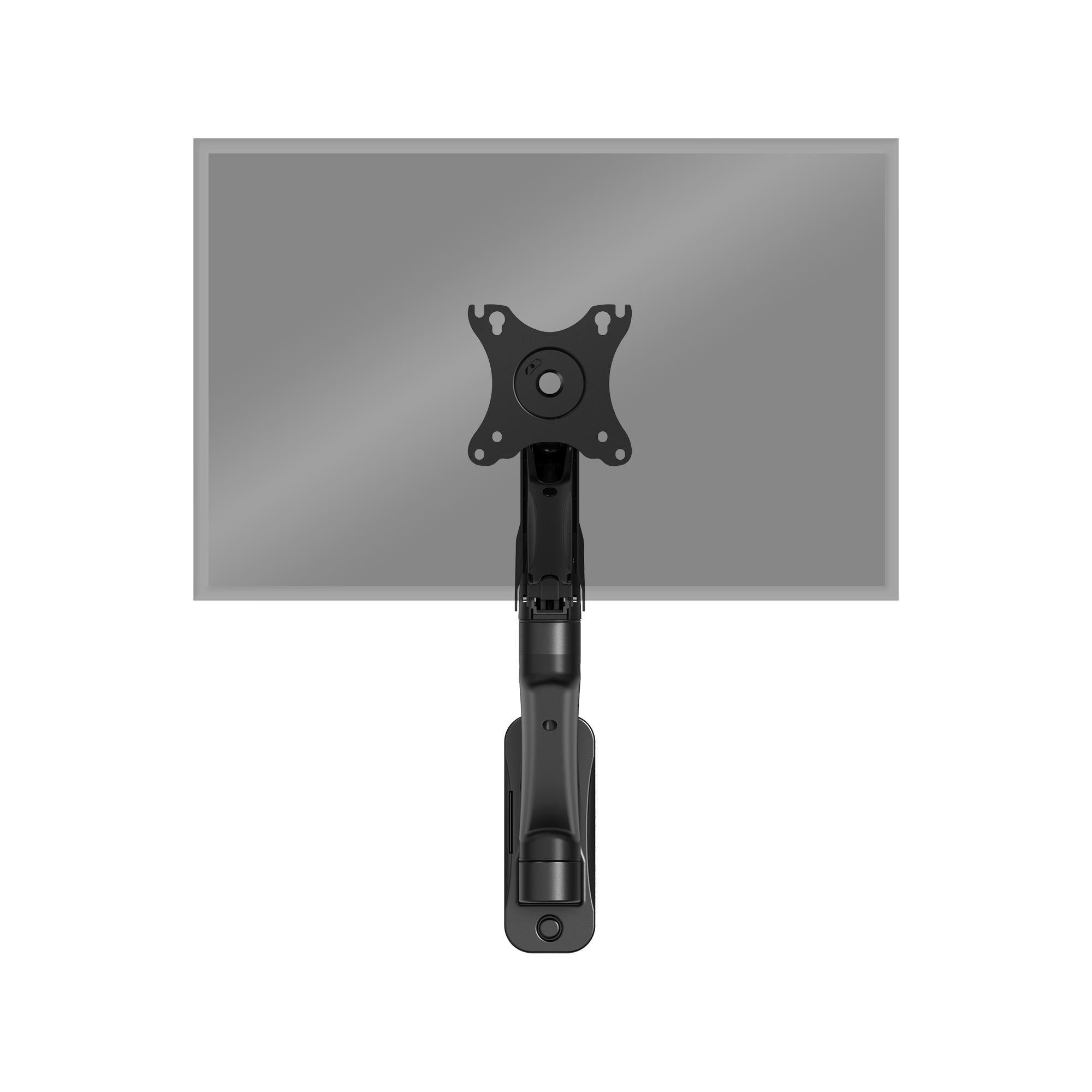Ansicht eines Monitorarms von hinten mit Halterung.