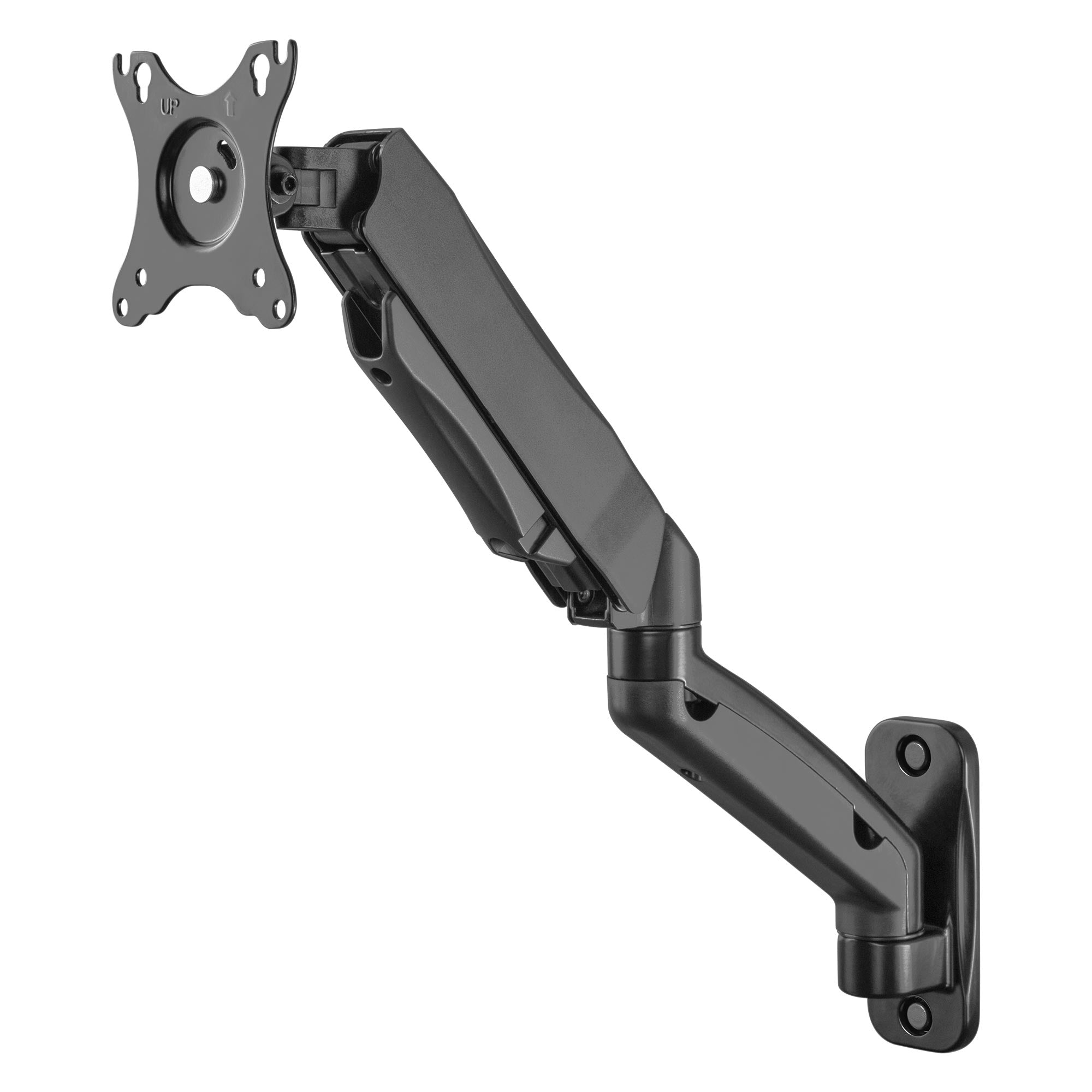 Einzelne Monitorhalterung mit beweglichem Arm zur Wandmontage.