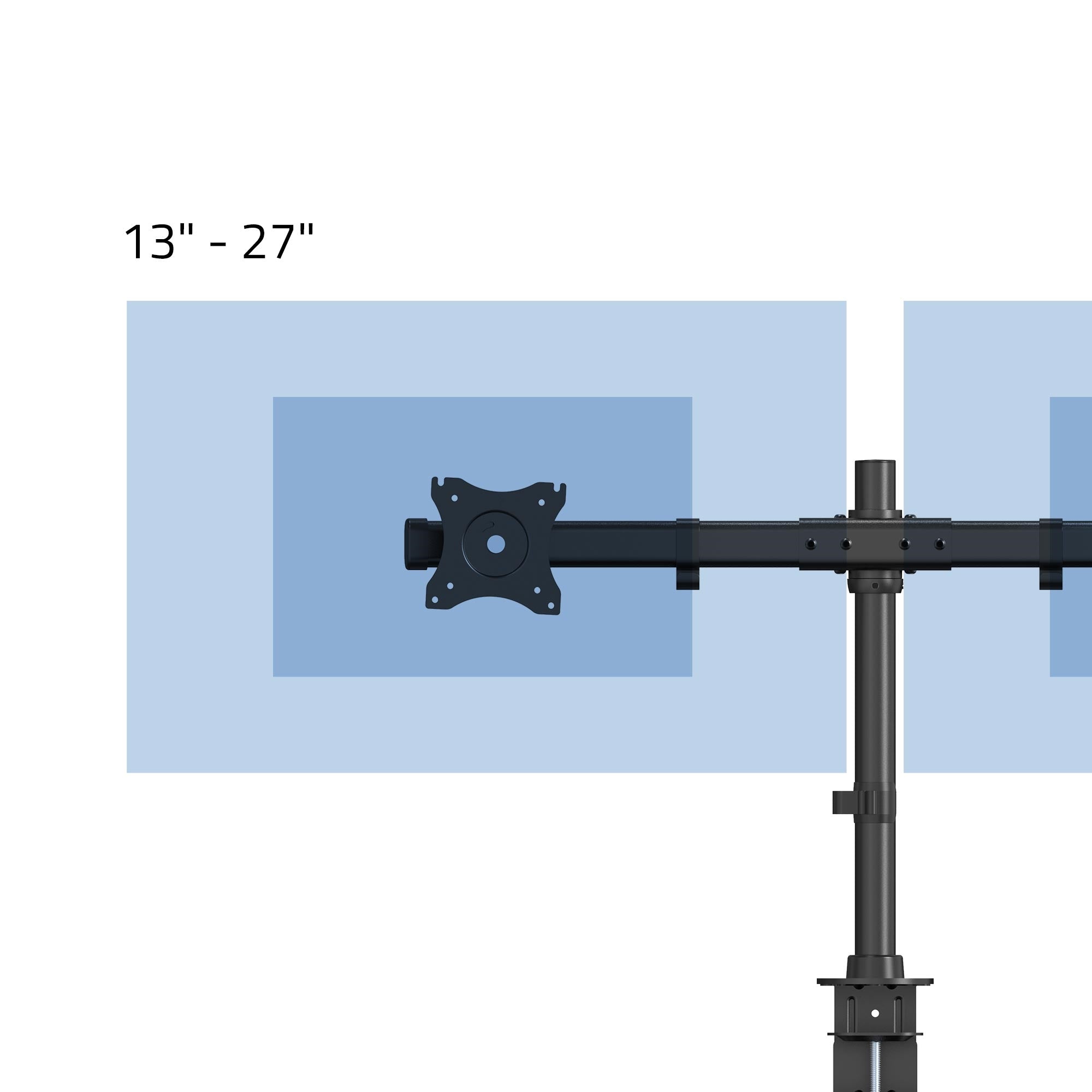 Monitorhalterung für Bildschirme von 13 bis 27 Zoll.