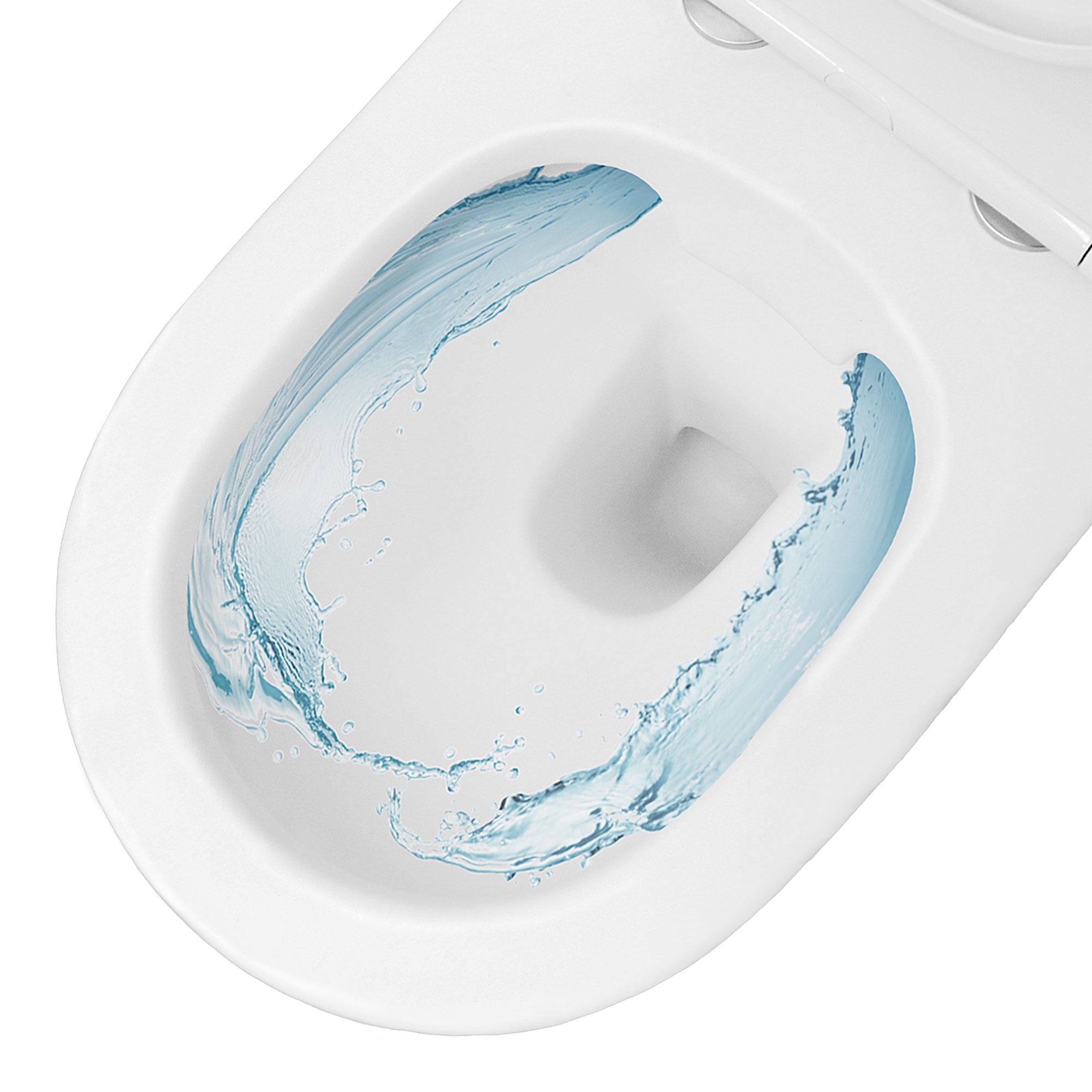 Eine Toilettenschüssel mit Wasser und Wellenmuster.