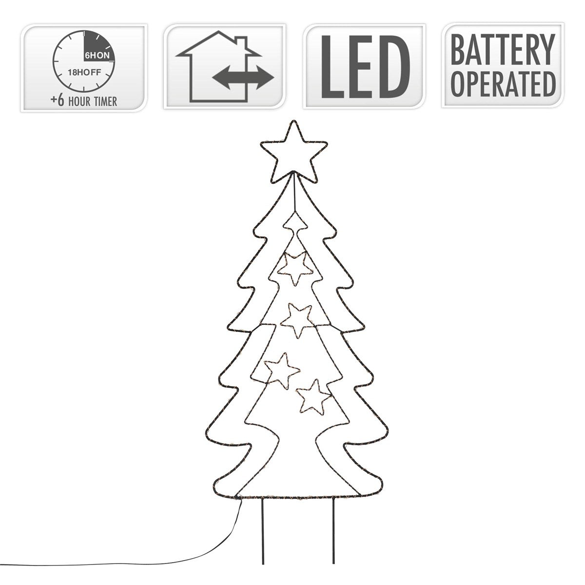 Lichterkette in Form eines Weihnachtsbaums mit Batteriebetrieb.