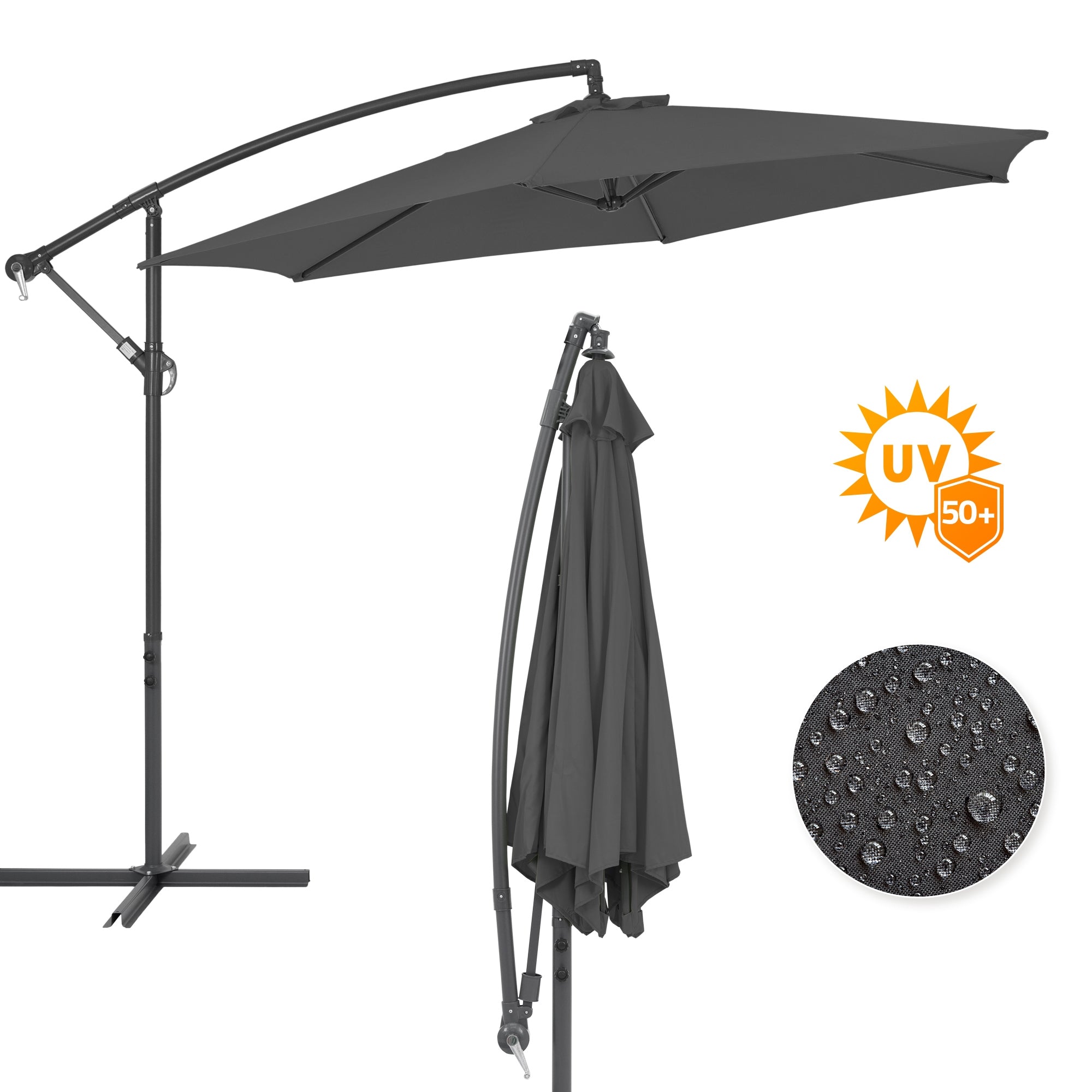 Gartenschirm mit UV-Schutz und Wasserabweisendem Material.