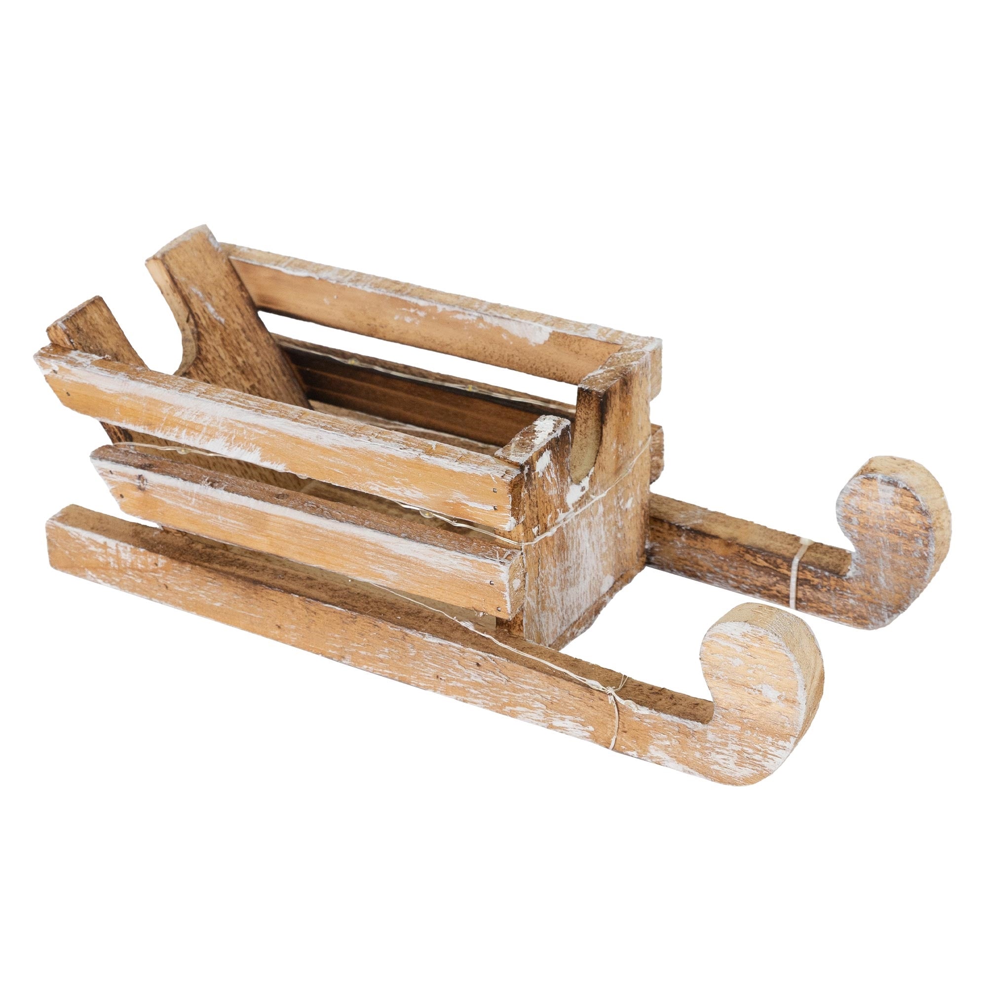 Trineo de madera con diseño rústico, sin tratar y sin usar.