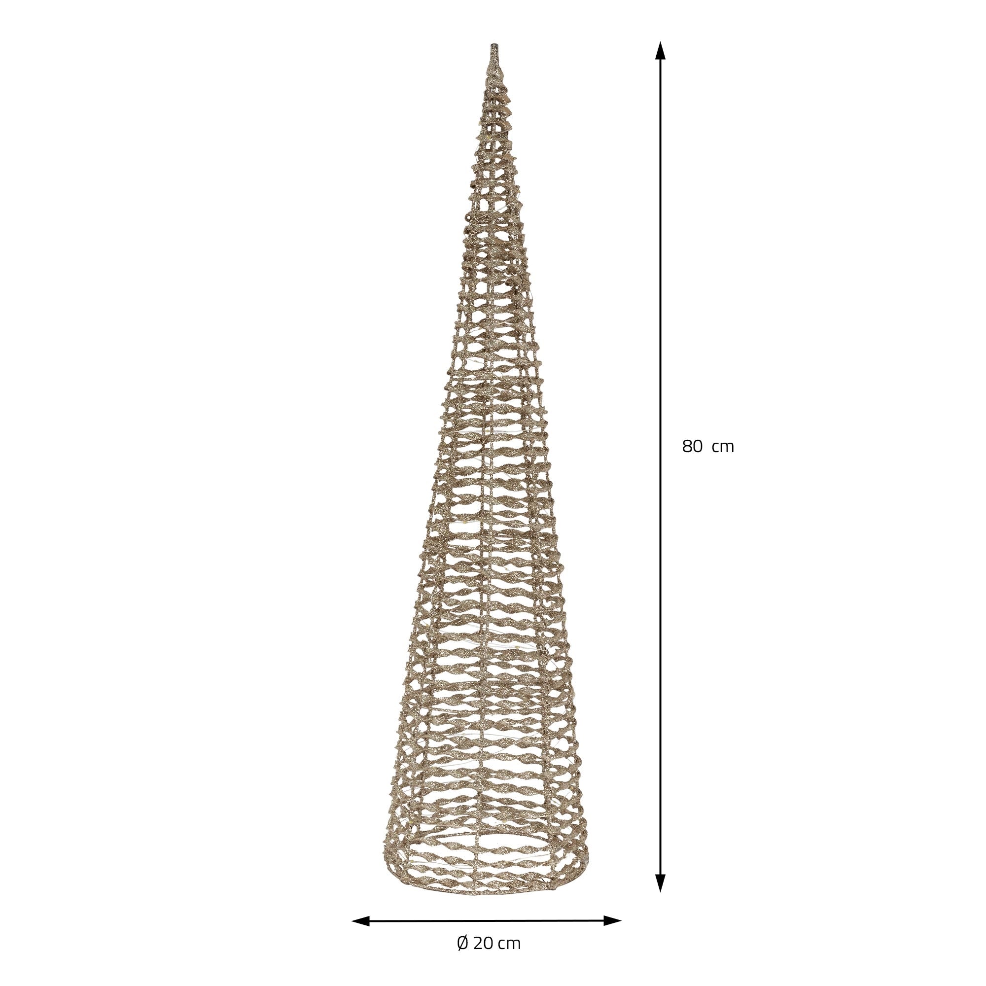 Drót kúp méretei: 80 cm magas és 20 cm átmérőjű.