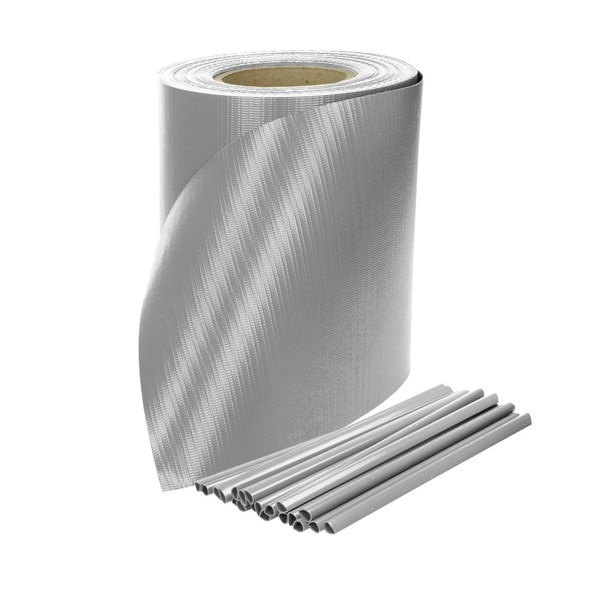 Rolle mit silberner Folie und mehreren Rohren.