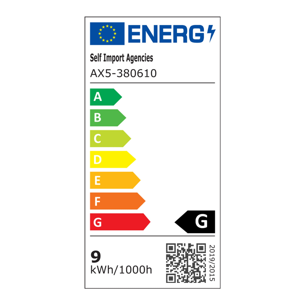 Energieeffizienzlabel mit Klassifizierung von A bis G.