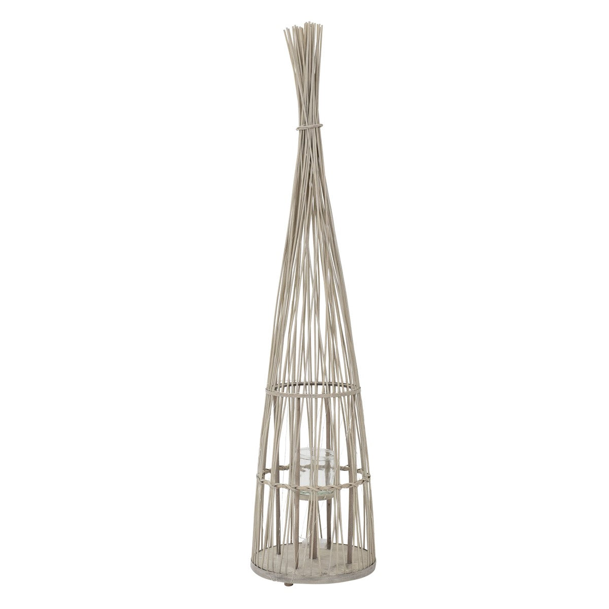 Single decorative wooden lantern with a glass container.
