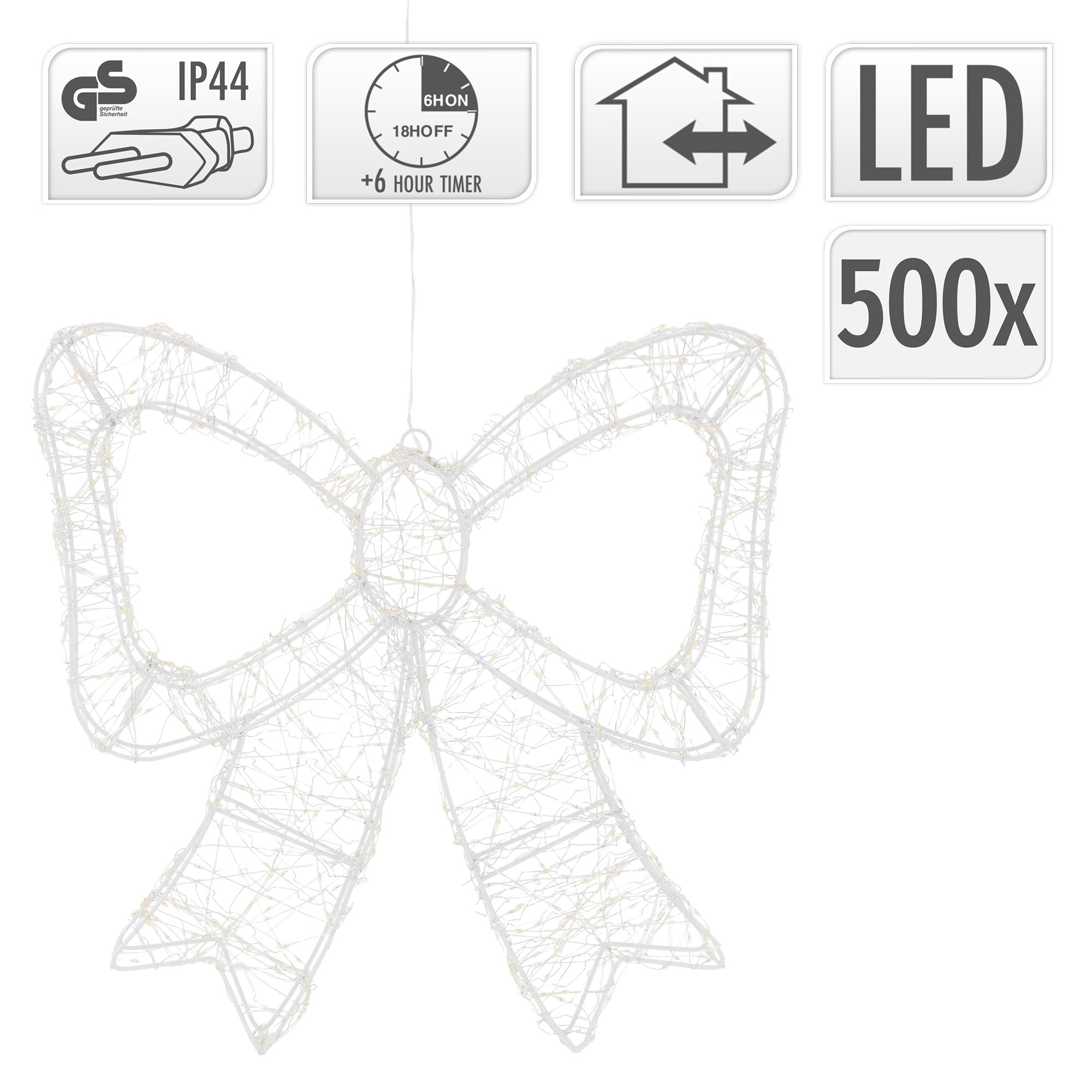 Detail view of the glowing ribbon with technical symbols and LED information.