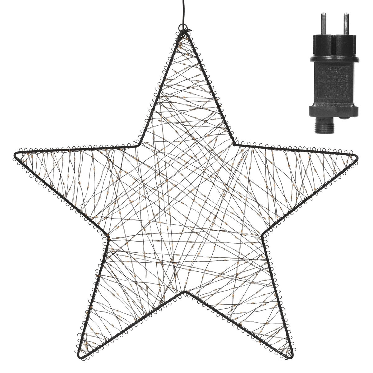 Stern aus Draht mit Stecker, daneben ein Stecker.