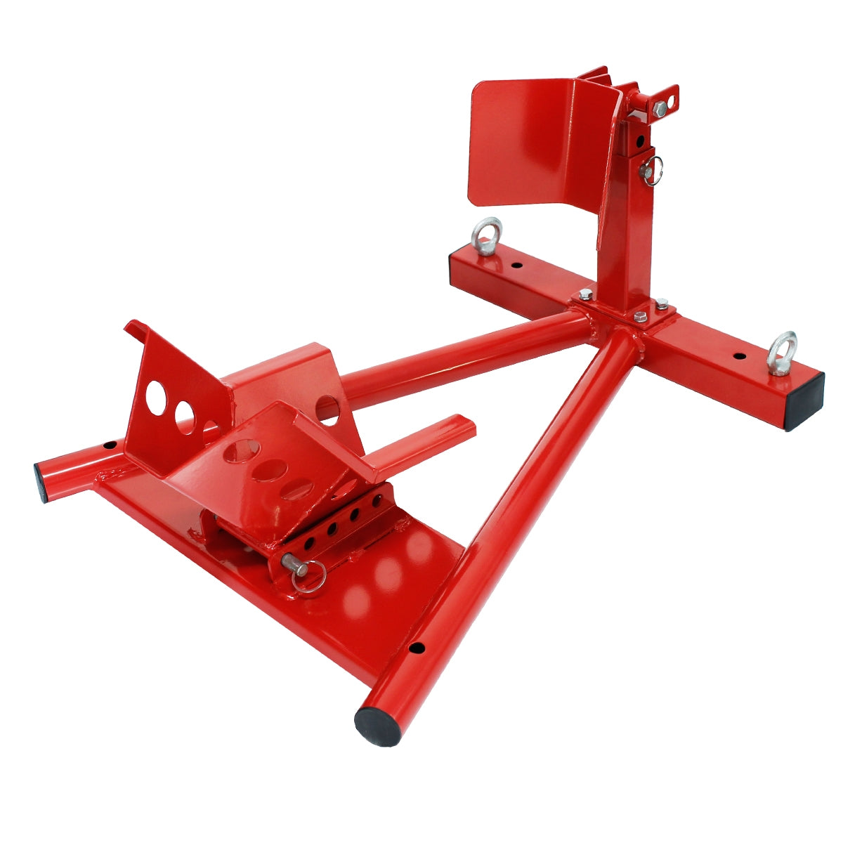 Roter Halter mit mehreren Befestigungspunkten und einer seitlichen Abdeckung.
