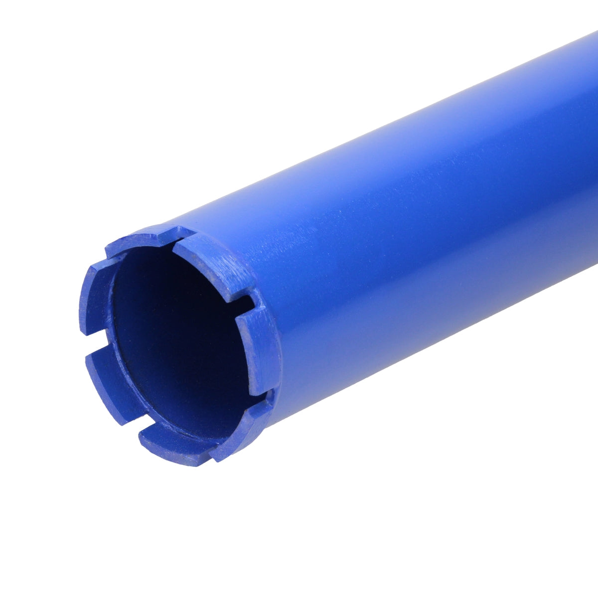 Blauer Zylinder mit gezacktem inneren Ende.