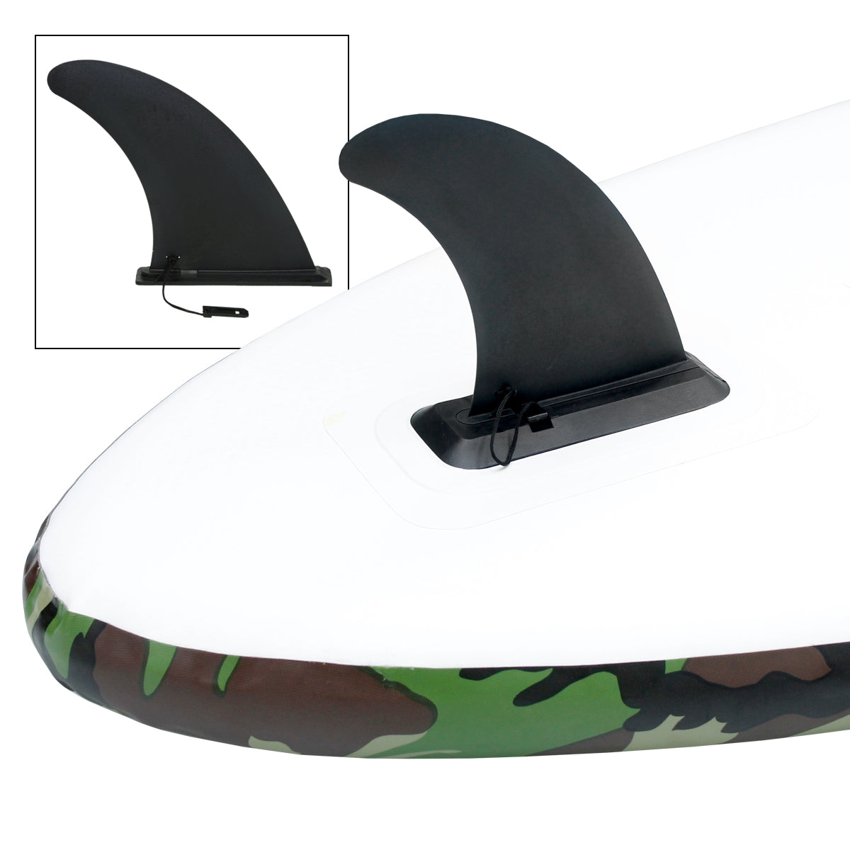 Schwarze Finne für ein Stand-Up-Paddle-Board, abnehmbar.