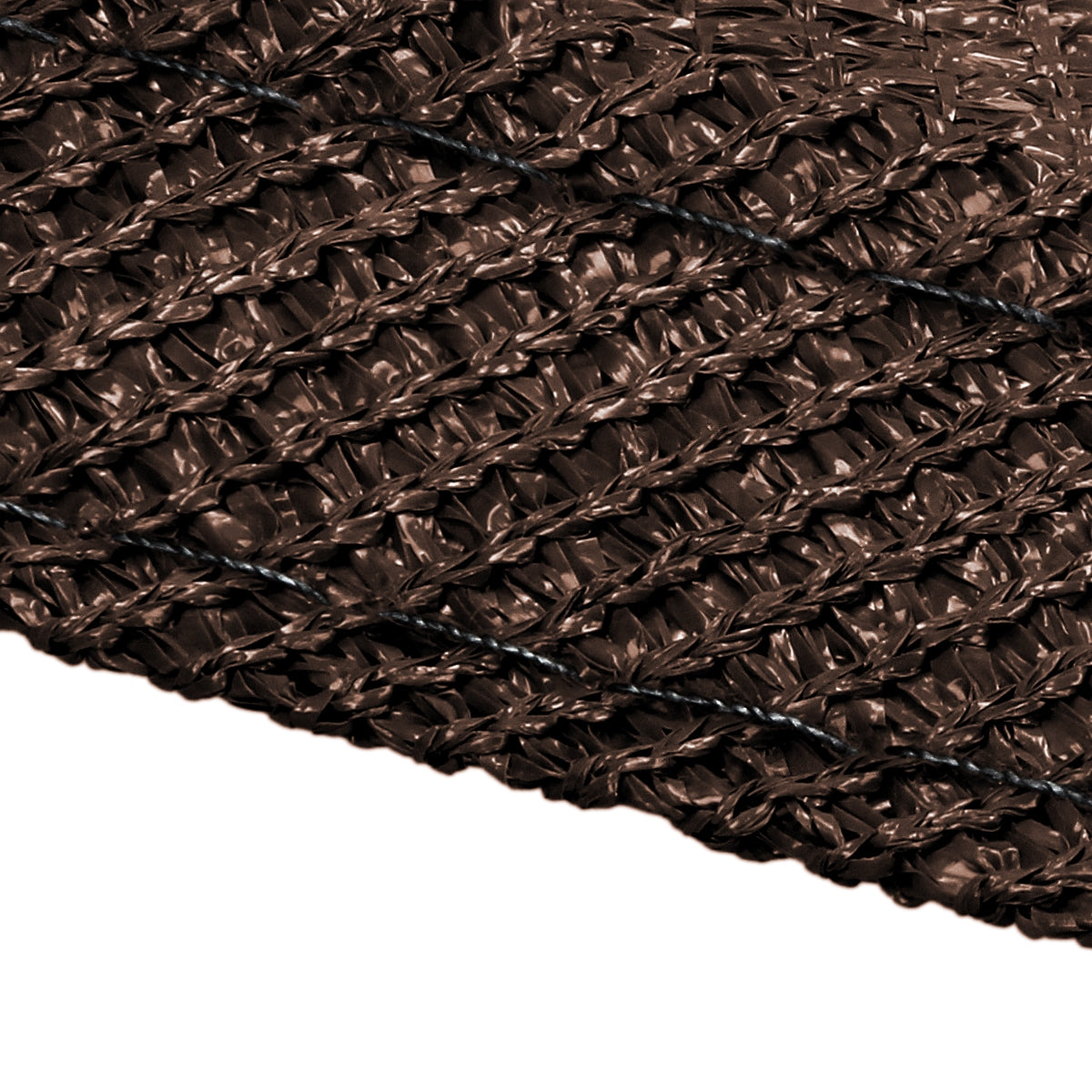 Brown braided material in a structured arrangement.