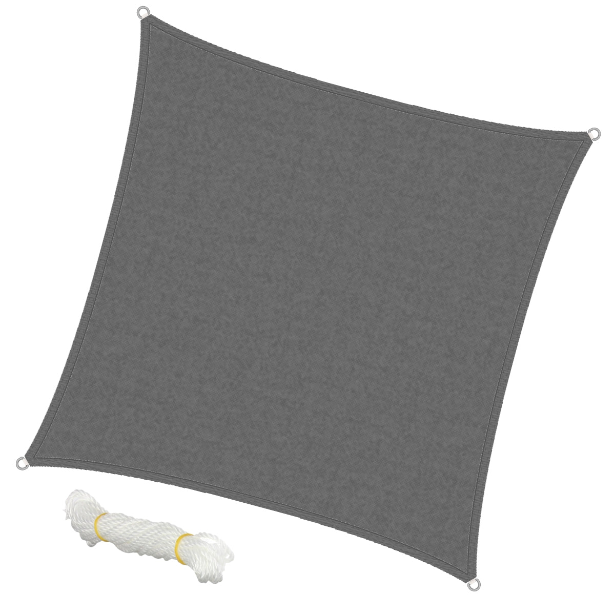 Toldo gris con cuerda blanca al lado.