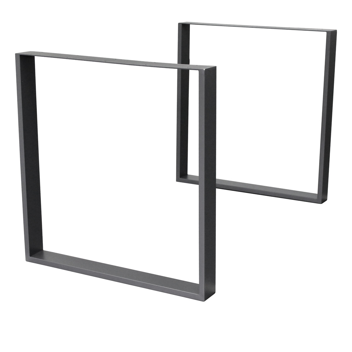 Zwei schwarze Metallrahmen in rechteckiger Form.
