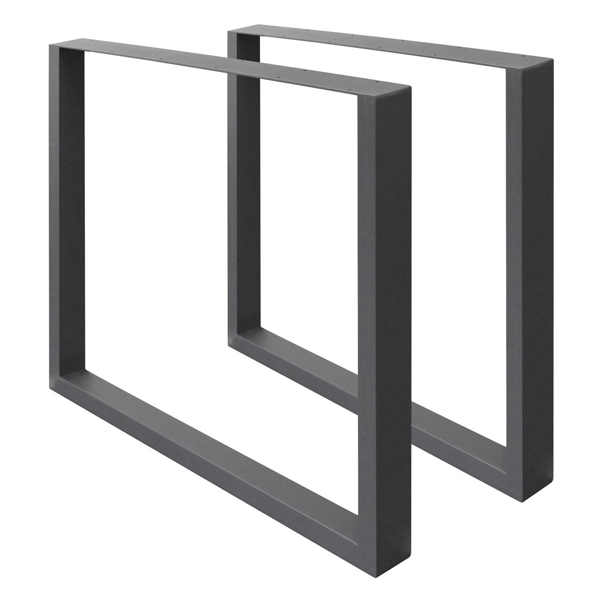 Two black metal table frames without a tabletop.