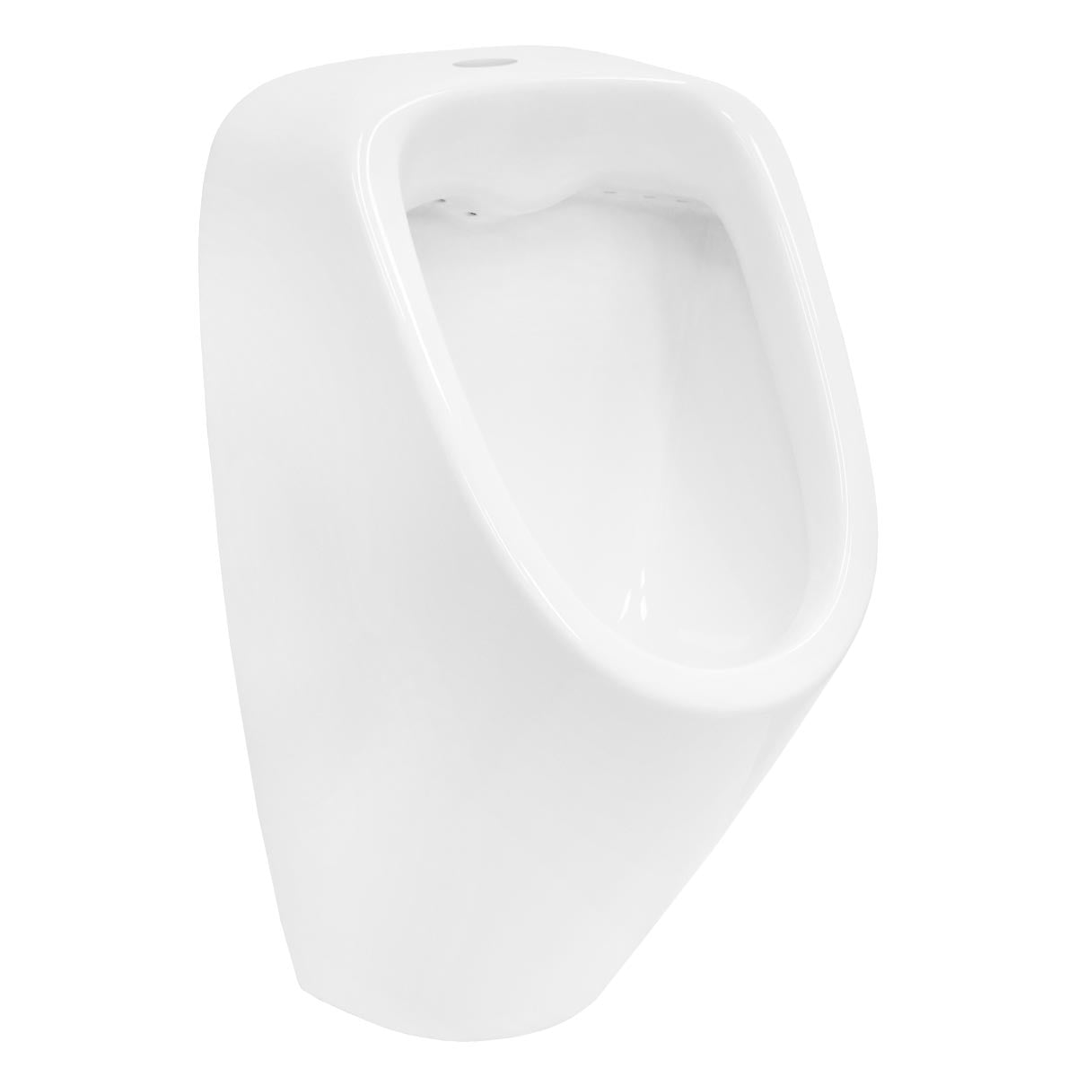 White urinal mounted on a wall.