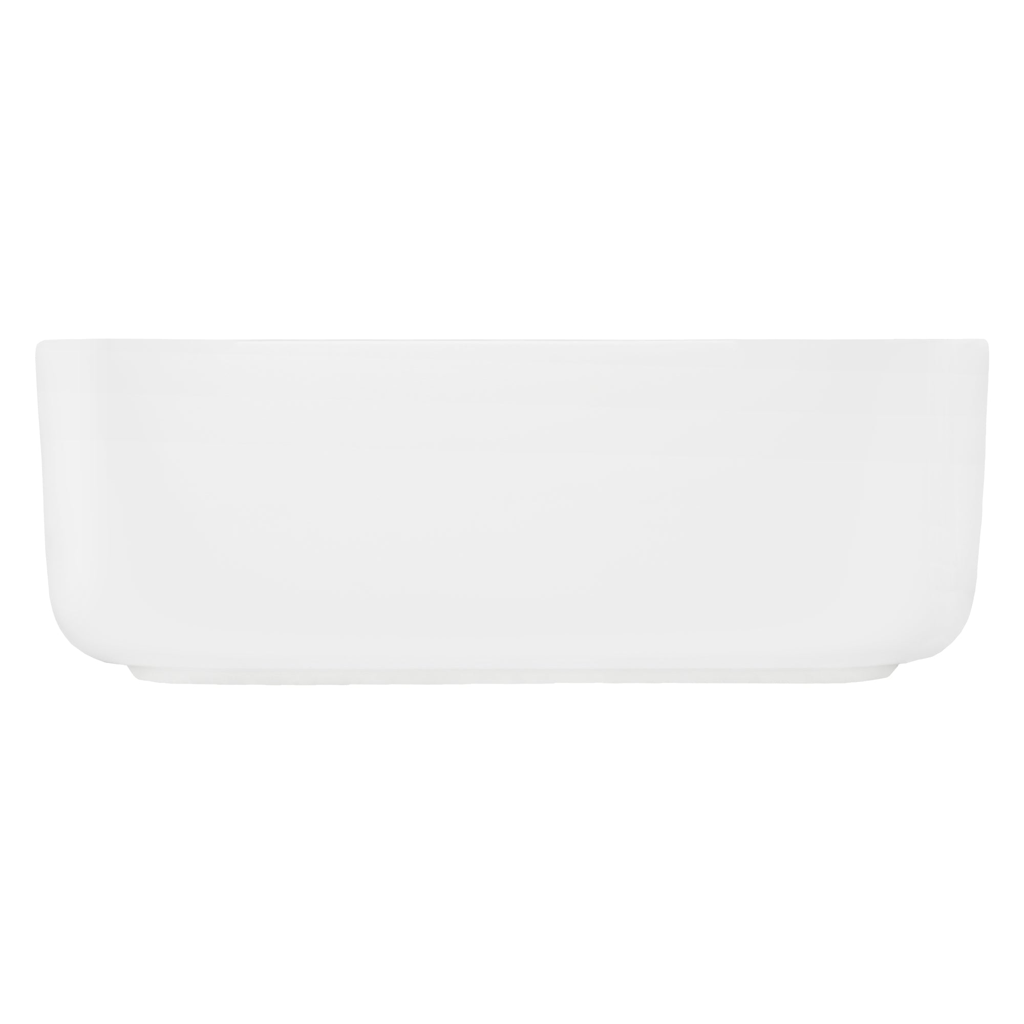 Vue de côté d'un lavabo rectangulaire blanc.
