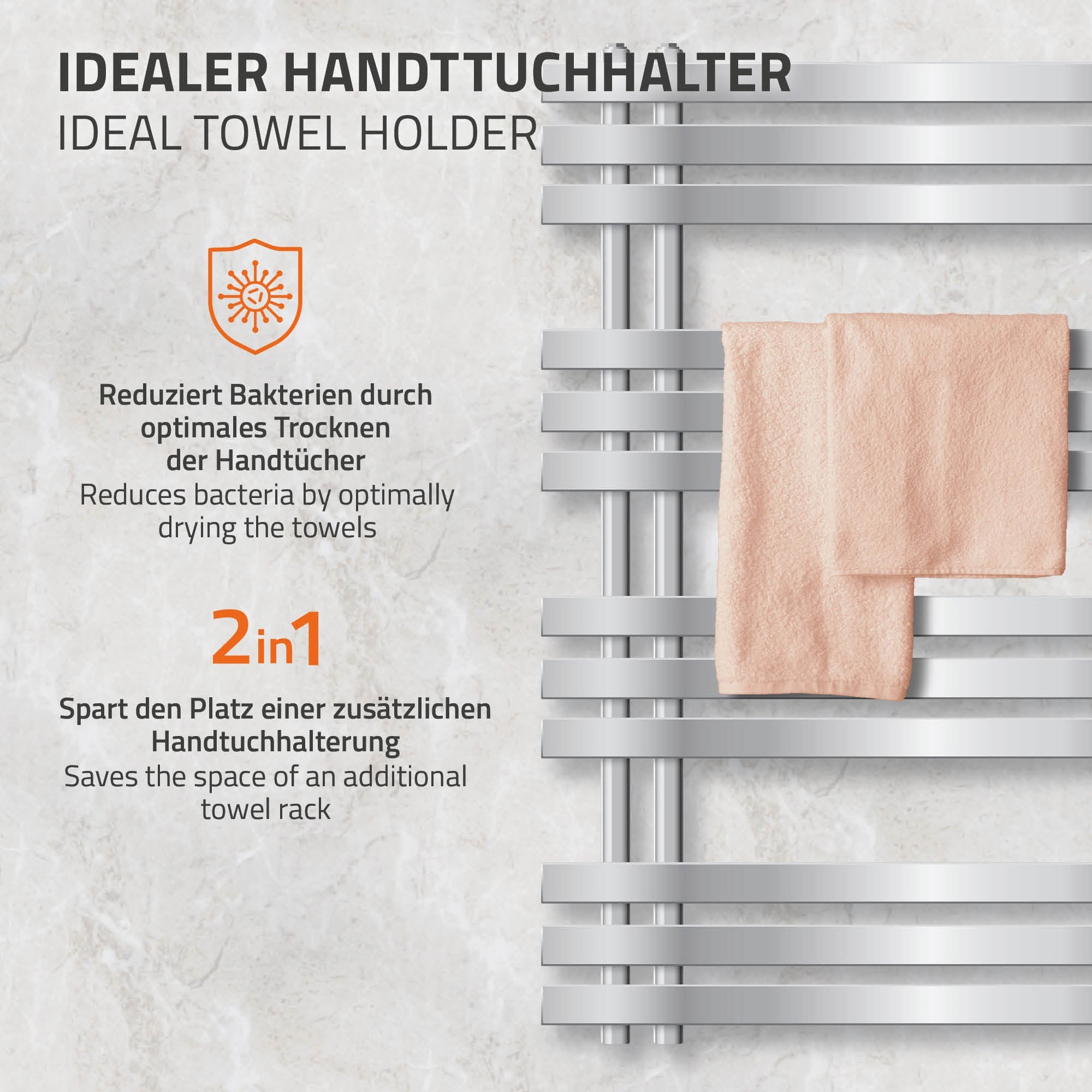 Diagram of towel holders with advantages and usage instructions.