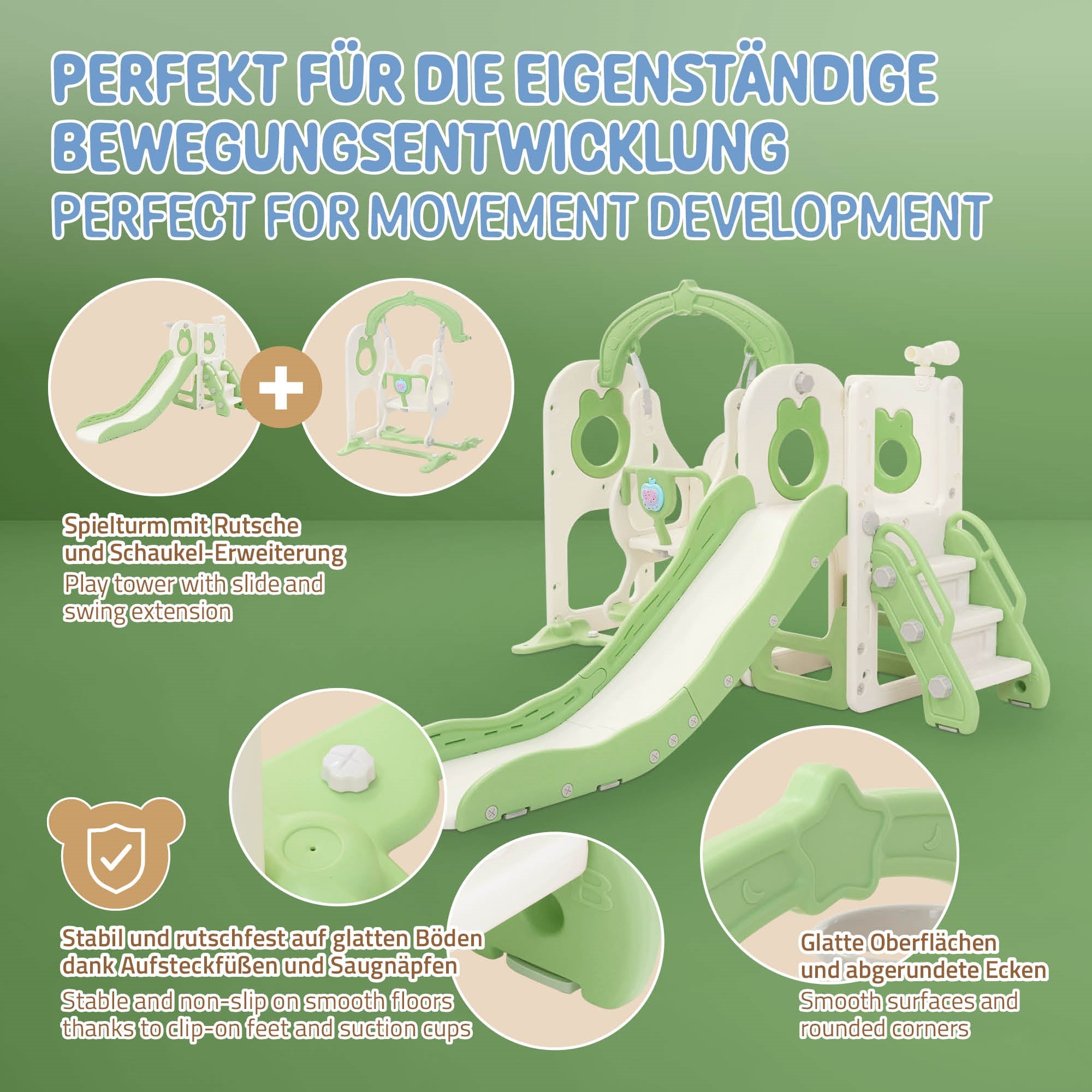 Spielturm mit Rutsche, stabil und sicher für Kinder.