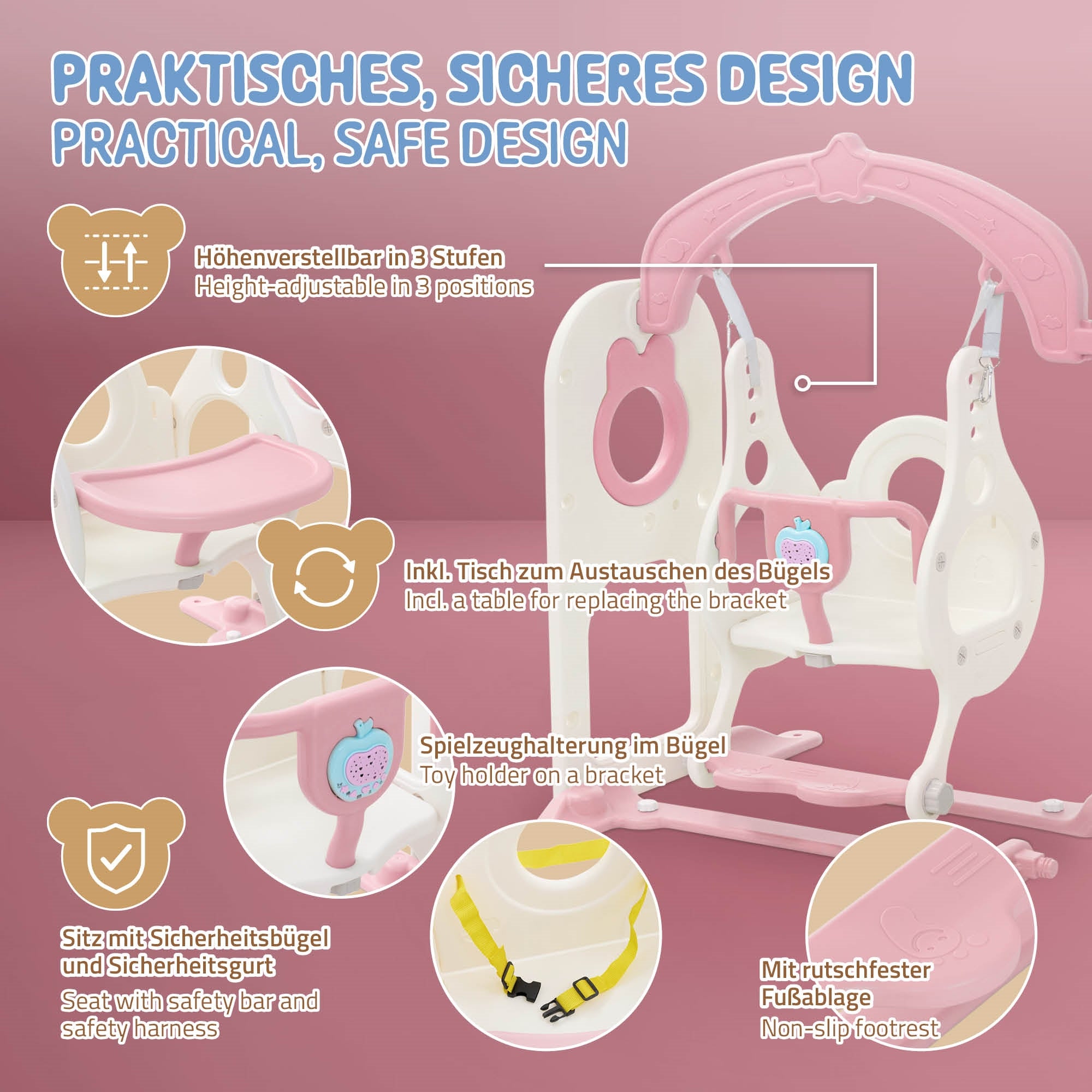 Illustrazione con caratteristiche di sicurezza e funzioni del gioco.
