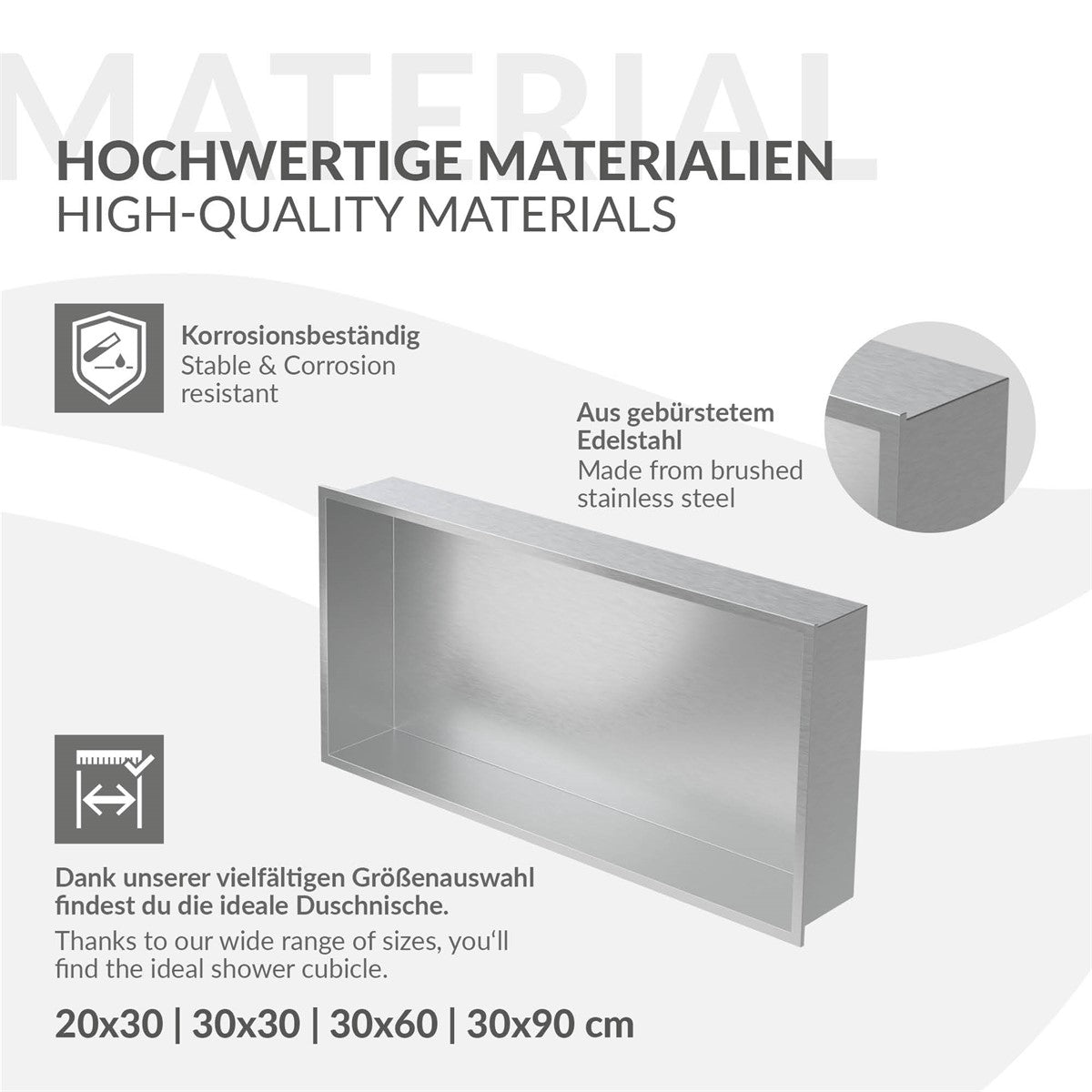 Information über hochwertige Materialien und Korrosionsbeständigkeit.
