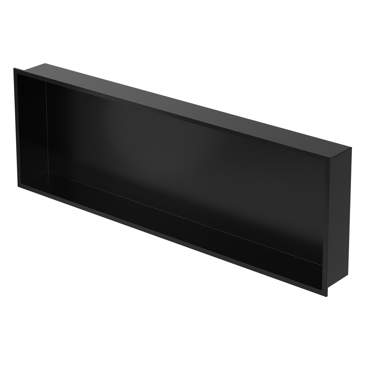 Schwarze Wandnische aus pulverbeschichtetem Edelstahl, rechteckig.