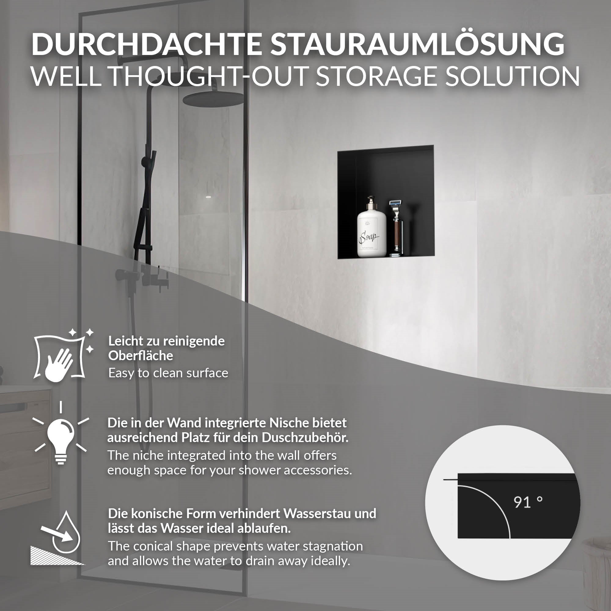 Grafik mit Informationen zur Stauraumlösung im Badezimmer.