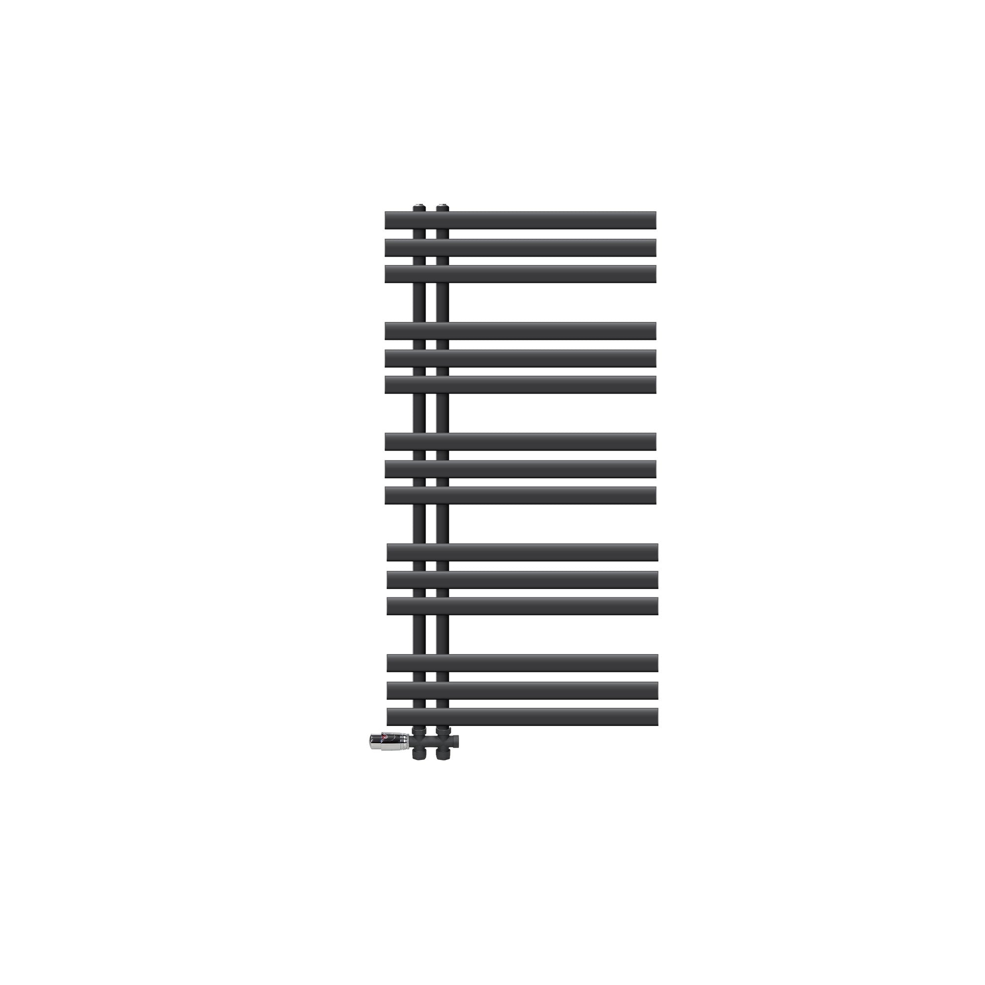En antracitfarvet radiator uden baggrund.