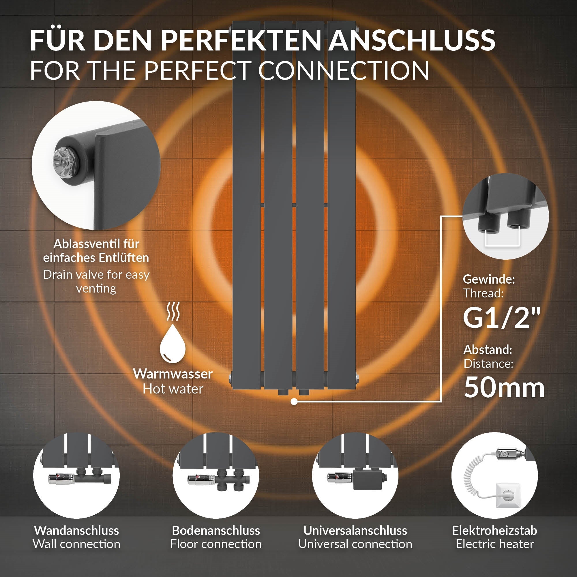 Diagramme des possibilités de connexion du radiateur.