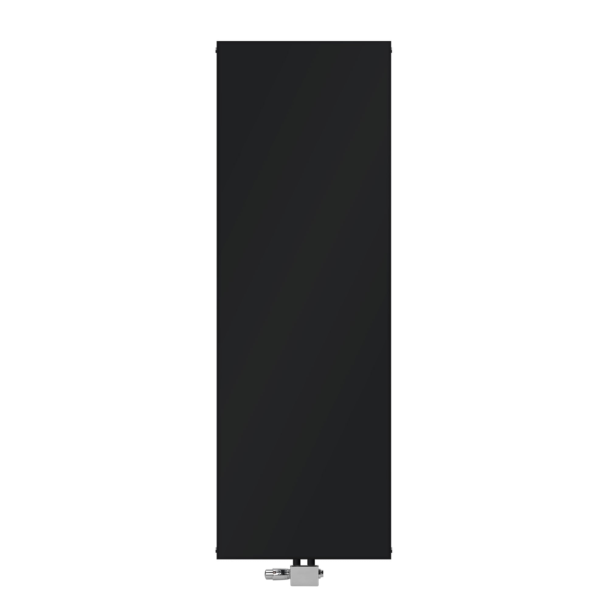 Sort radiatorplade uden baggrund, vertikalt orienteret.